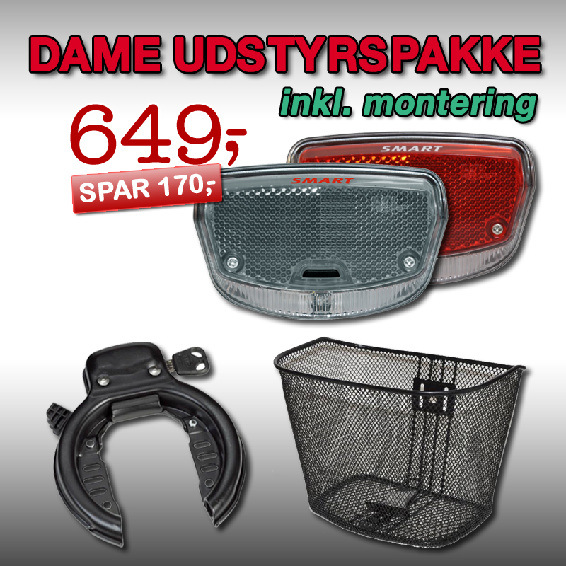 Dame Udstyrspakke 3 med Montering - Black Friday Tilbud!