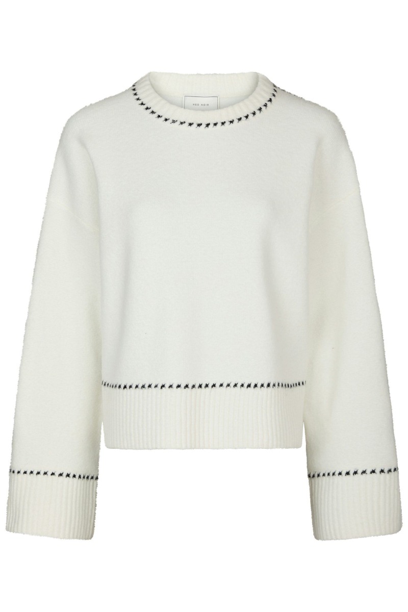 Roeme Knit Stitch Bluse i Off White - Black Friday Tilbud