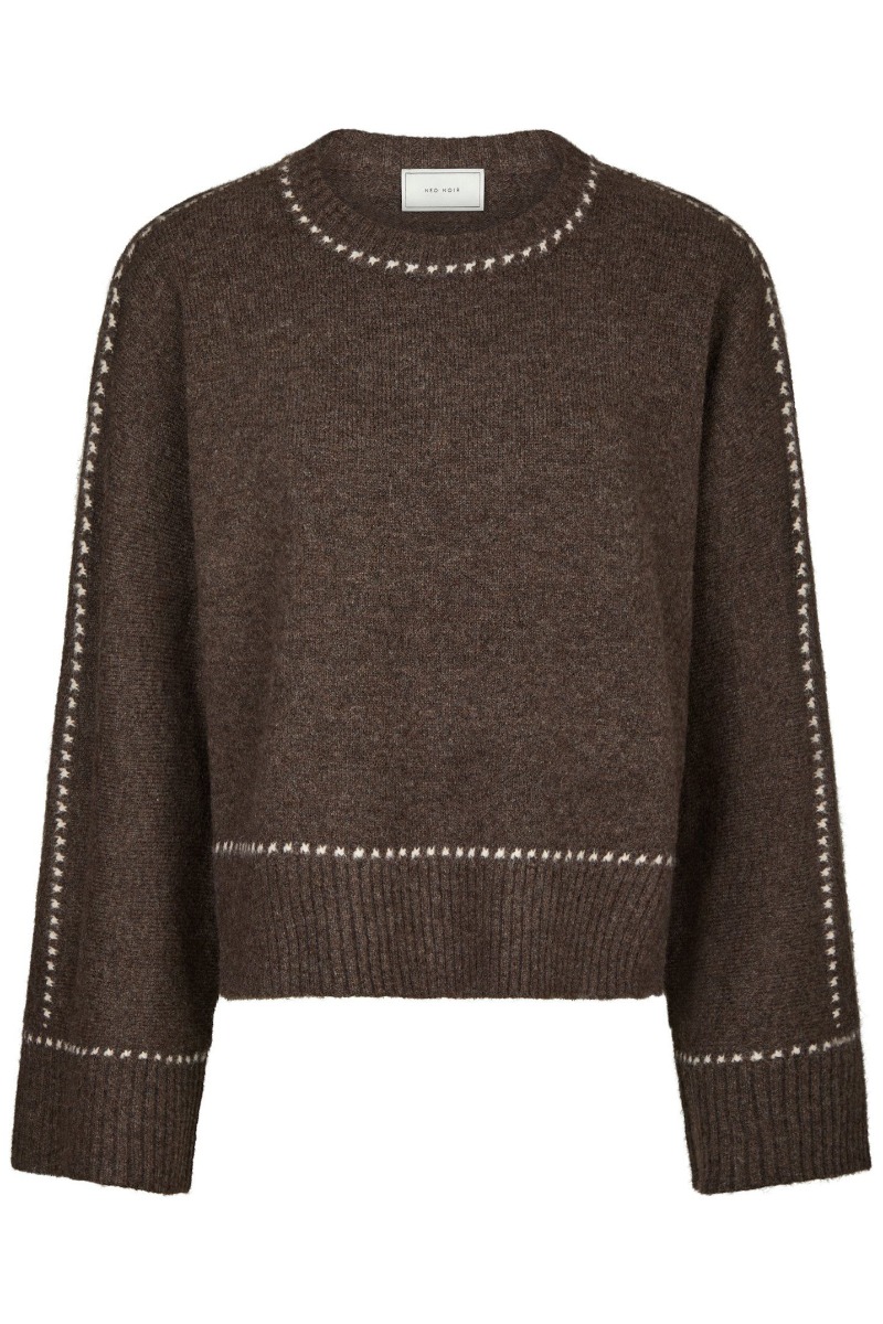 Roeme Knit Stitch Bluse - Brun Melange Black Friday Tilbud