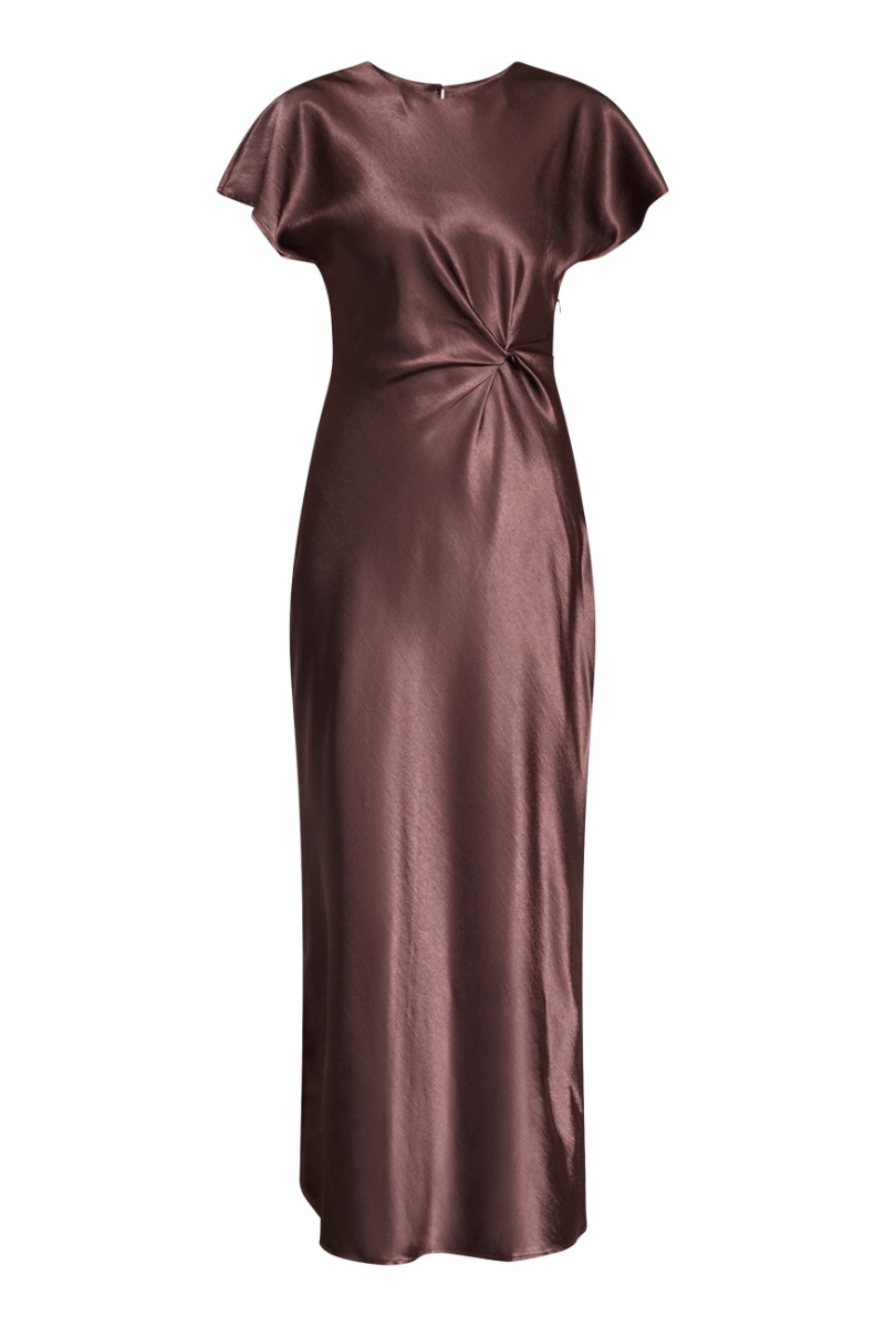 Satinlook Kjole Gista Dr3 i Brun - Black Friday Tilbud