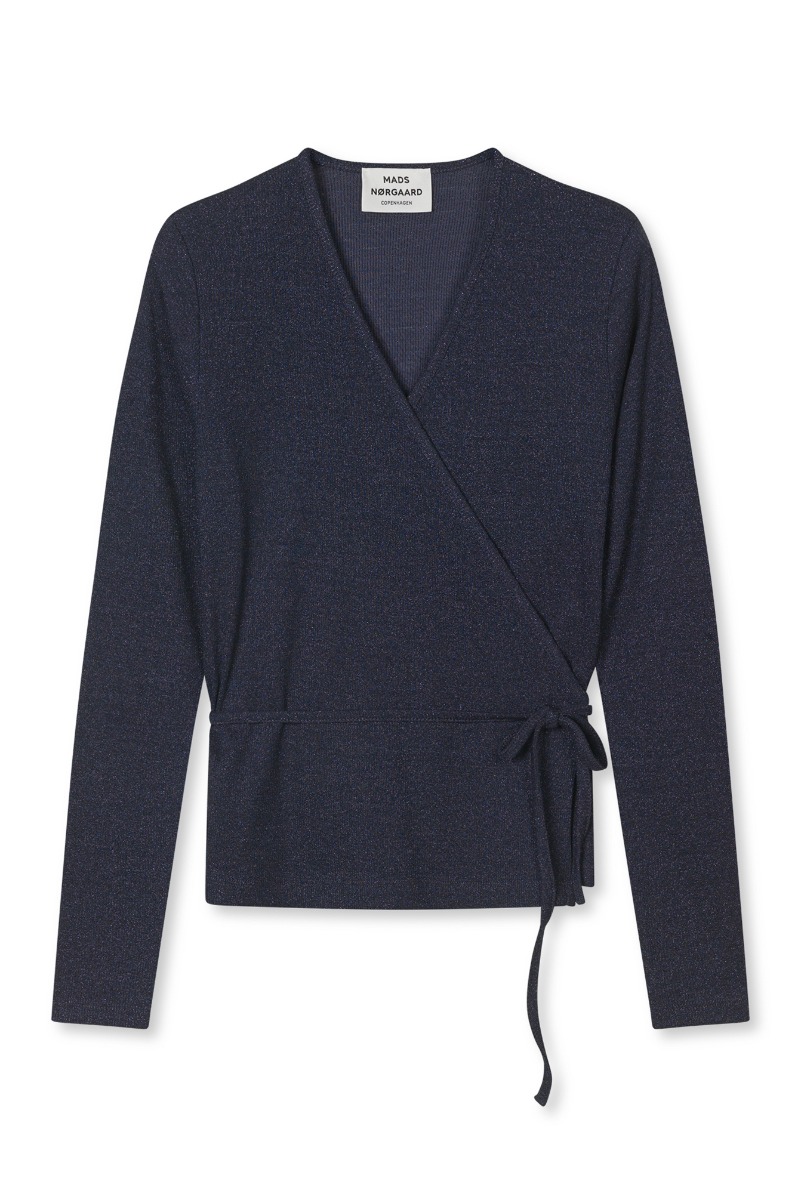Lækker Slå-Om Bluse med Lurex - Parisian Night Tilbud!