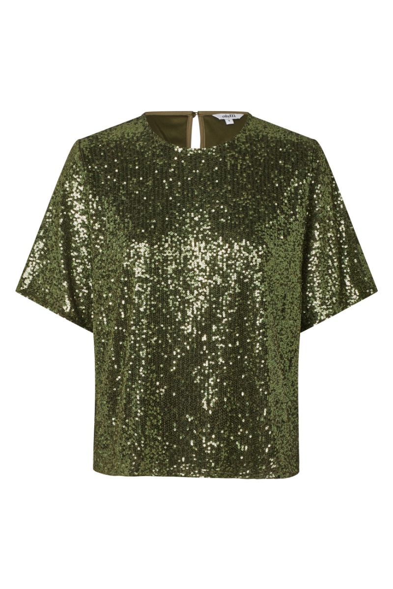 Glitrende T-shirt Emrilla M i Beetle Green - Black Friday Tilbud