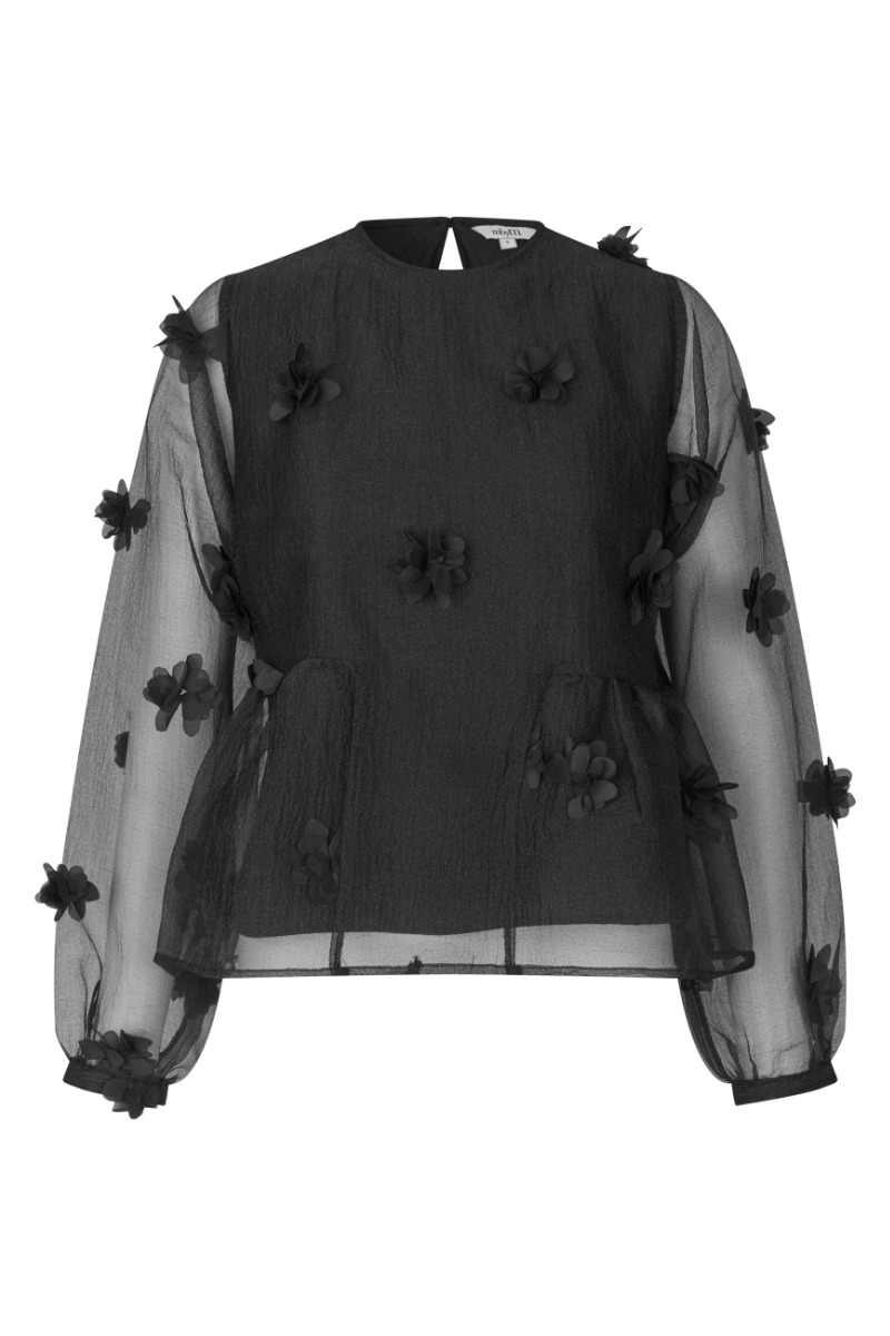 Sød bluse med meshærmer – Black Friday tilbud!