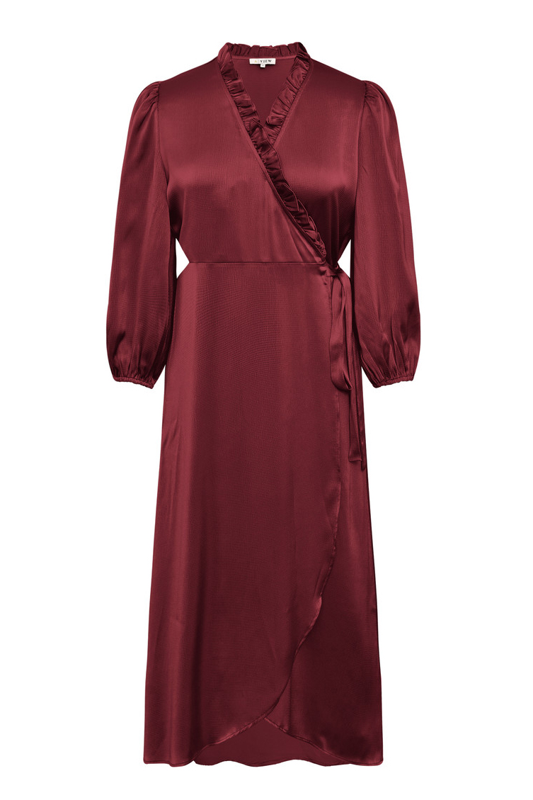 A View   Kjole   Peony 3 4 Sleeve Dress   Bordeaux Black Friday A-view Tilbud