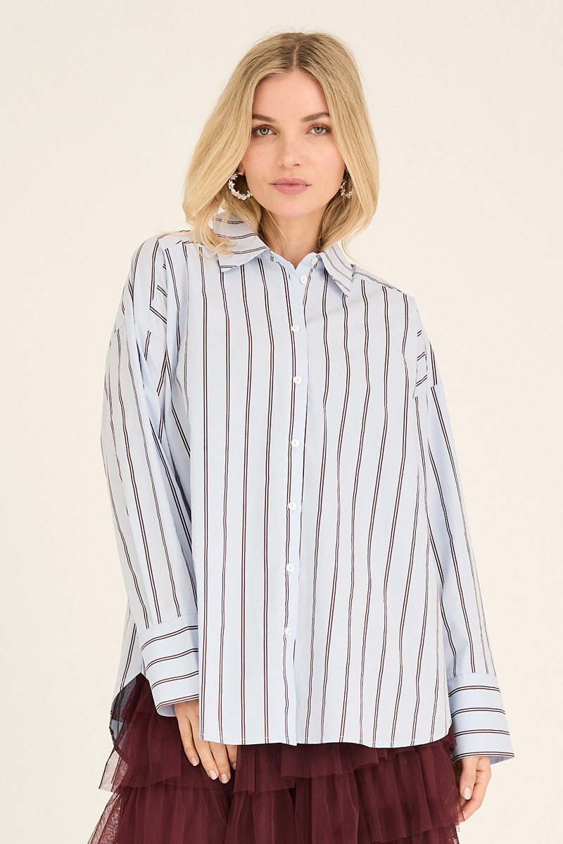 A View   Skjorte   Lenn Shirt   Light Blue Bordeaux Black Friday A-view Tilbud