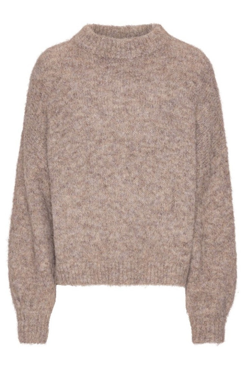 A-View Patrisia Strik Pullover – Mørkebrun Tilbud