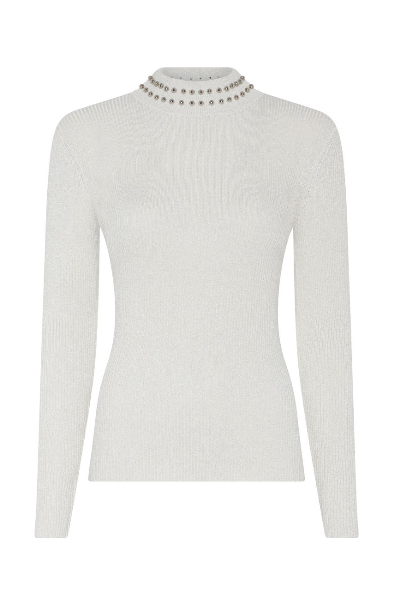Anemones Batille Bluse - Snestorm Hvid med Lurex Tilbud