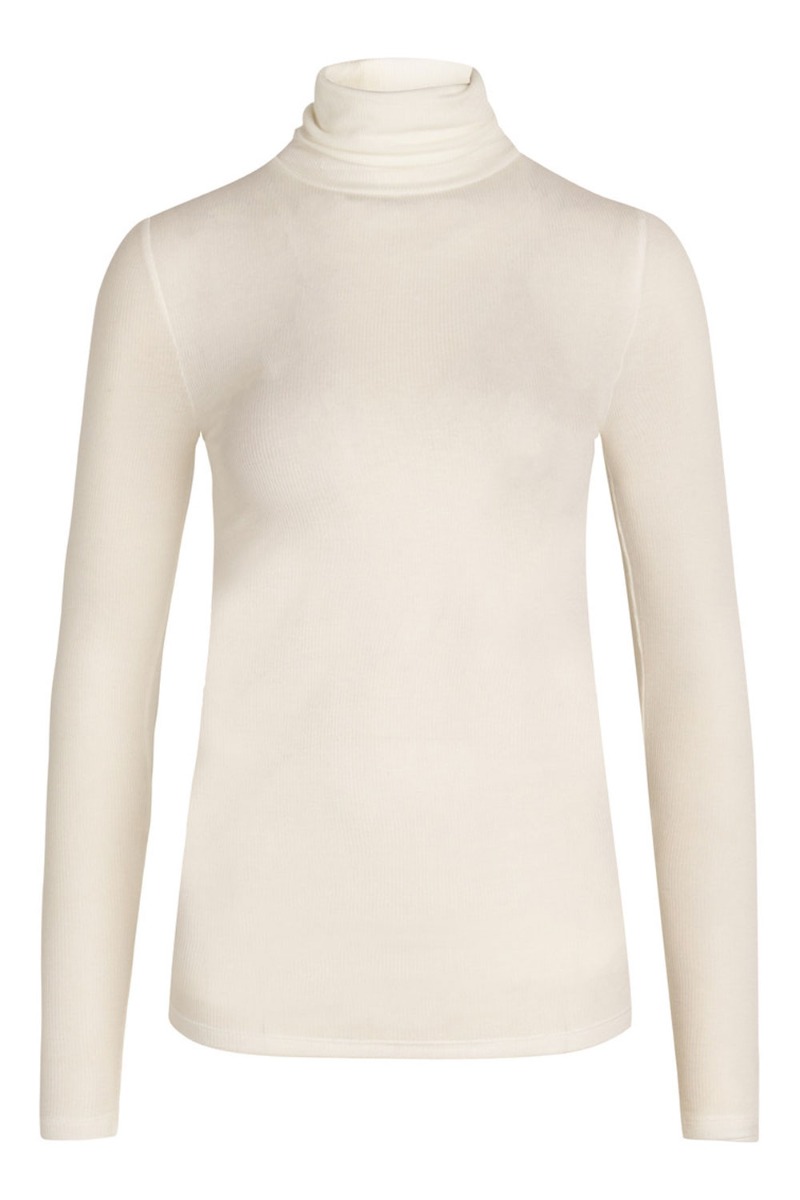 Bluse Angelabb Rullekrave Sne Hvid - Black Friday Tilbud