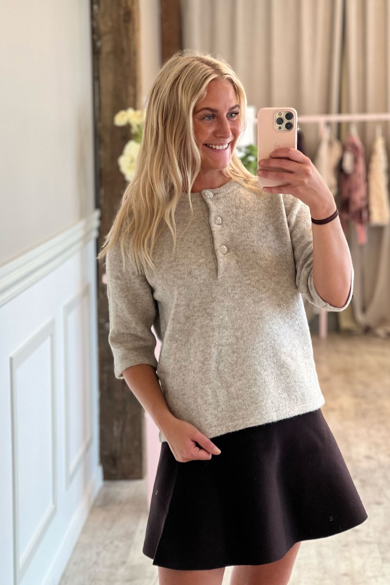 Strik   Naima Knit   Sand Grey Black Friday Continue Tilbud