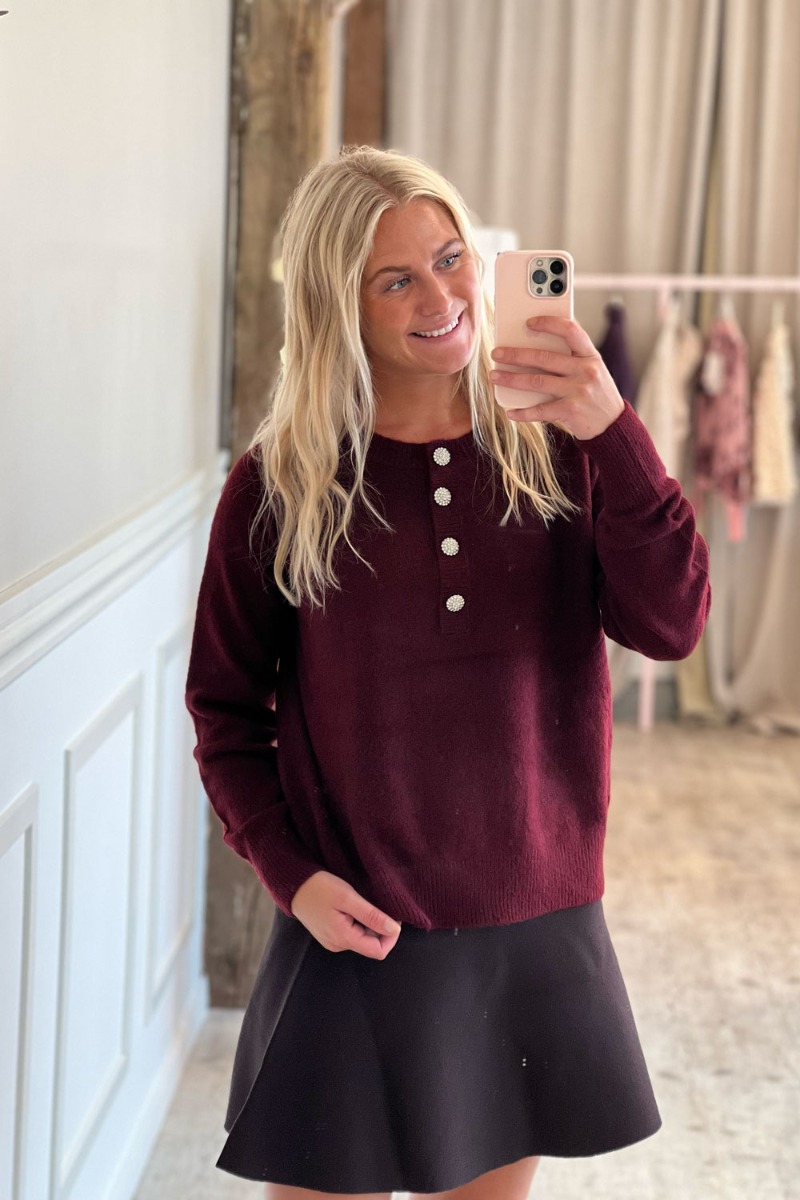 Strik Rina Knit i Bordeaux - Black Friday Tilbud!