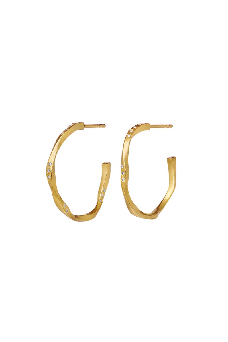 Echo Midi Øreringe i Guld - Black Friday Tilbud fra Maanesten