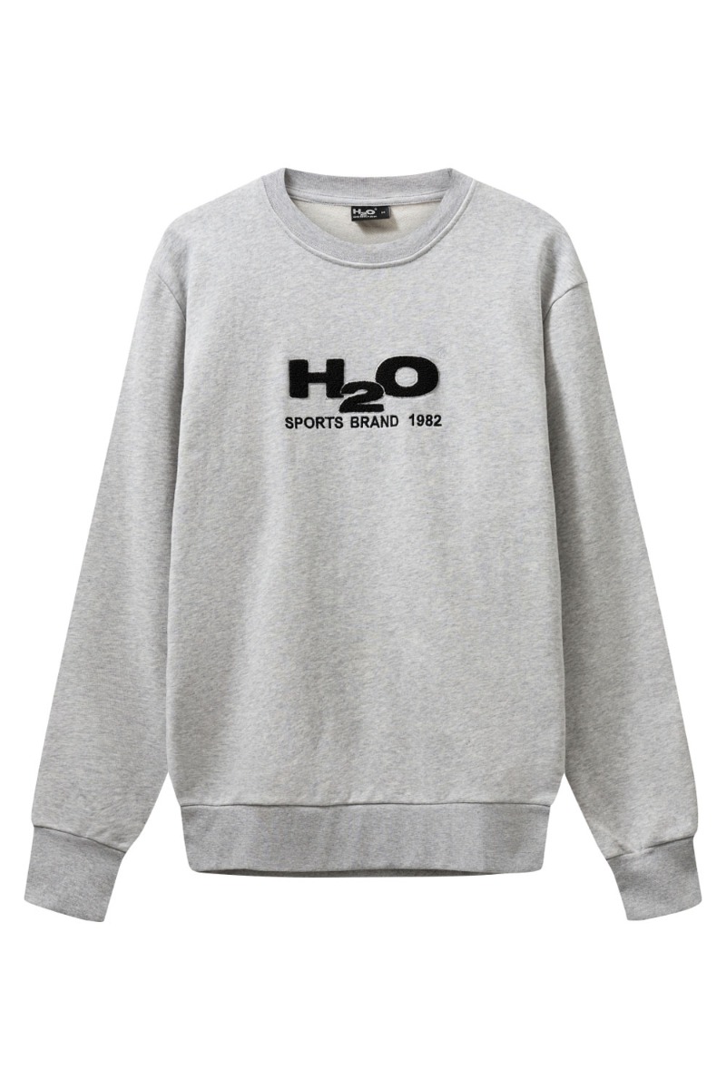 H2O Logo Sweatshirt O'neck - Lysegrå/Sort Black Friday Tilbud