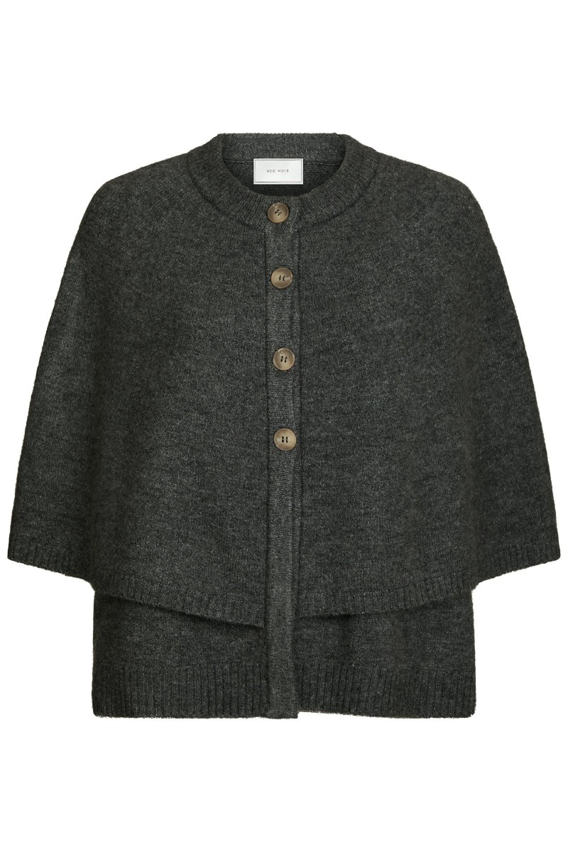 Strik Poncho Josei Double Knit i Grå – Black Friday Tilbud