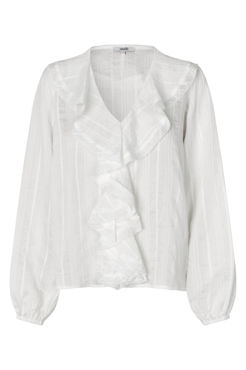 Smuk bluse med flæser - Neras M Sugar Black Friday Tilbud!