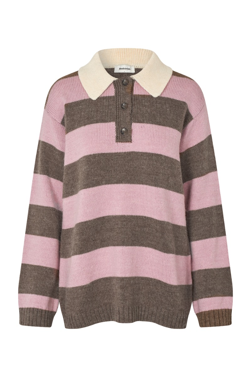 Modström Pelham Stripe Polo i Lilla og Chokolade - Udsalg!