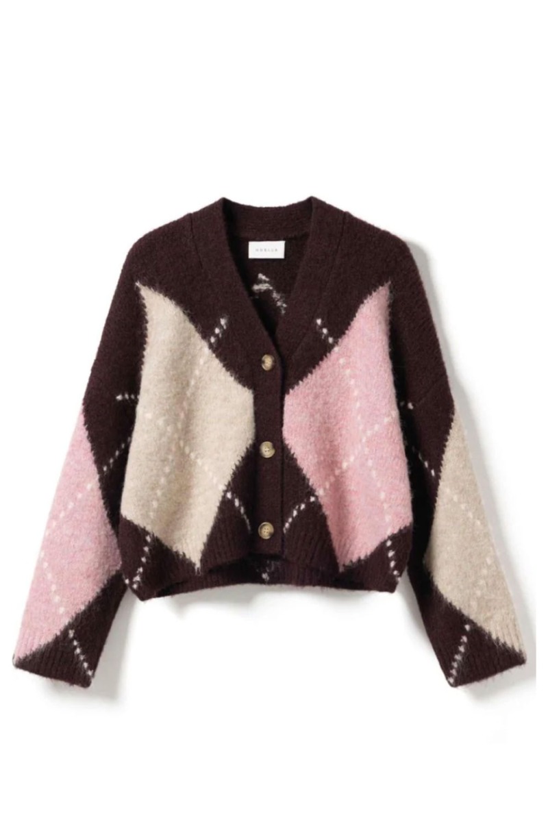 Blød Laiana Strik Cardigan i Winetasting Mix - Black Friday Tilbud