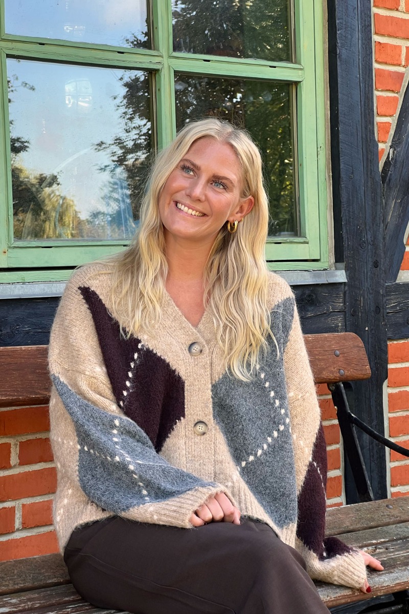 Strik   N Laiana Knit Cardigan   Sand Melange Black Friday Noella Tilbud