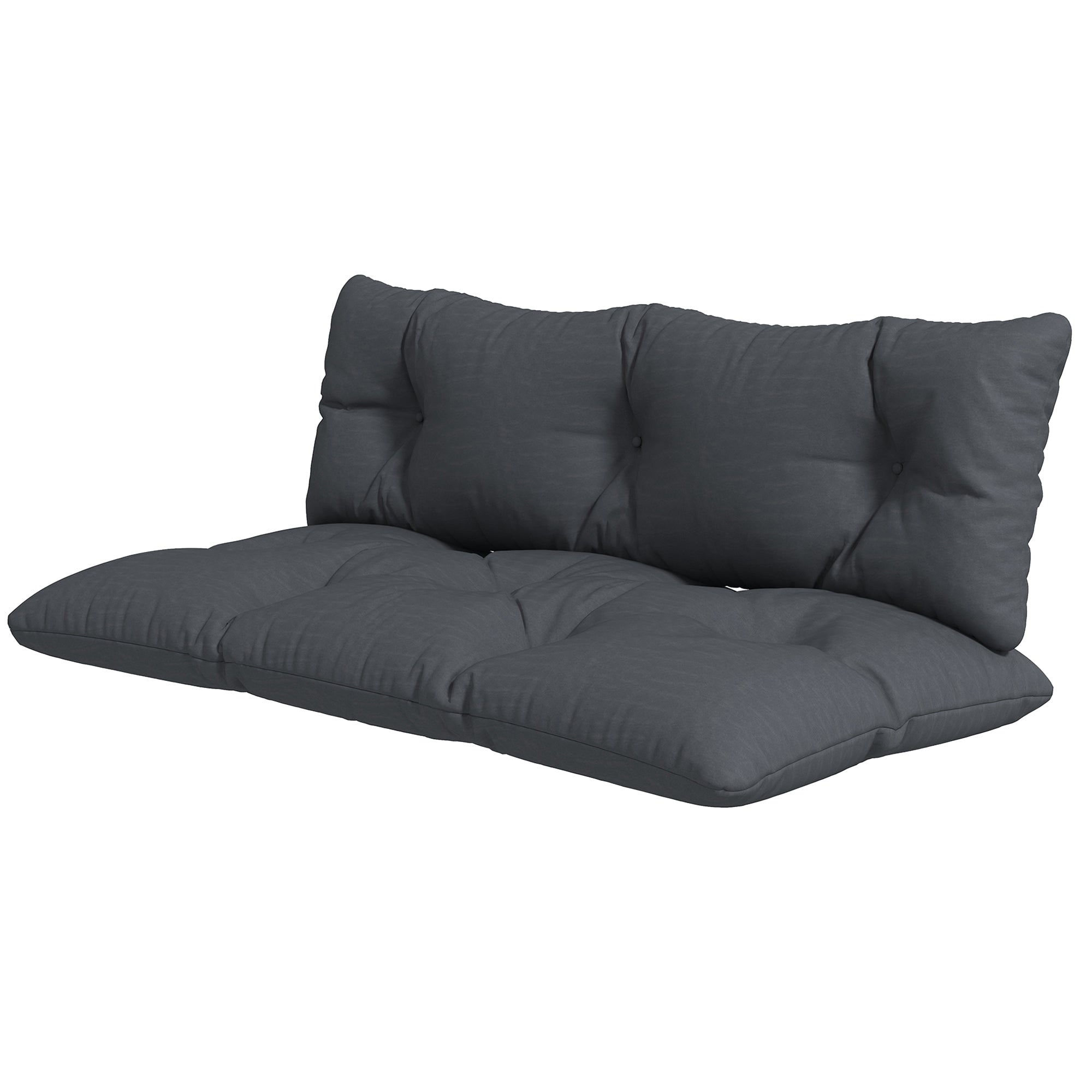 2 Delt Hyndesæt Til Havemøbler, Vejrbestandigt, Knapsyet, 120 X 60 X 15 Cm, Grå Black Friday Aosom Tilbud