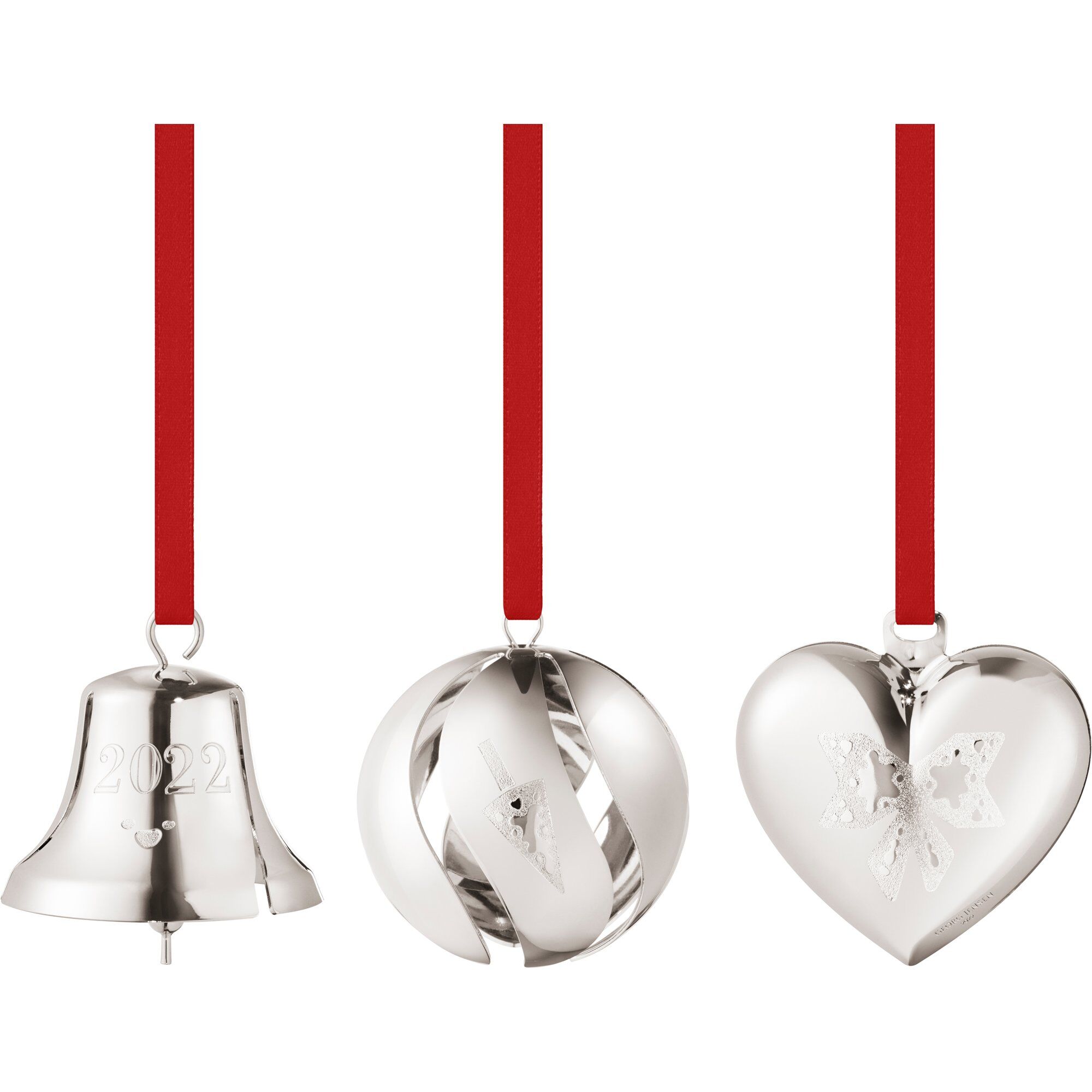 2022 Sæt Med Kugle, Klokke Og Hjerte, Palladium Black Friday Georg Jensen Tilbud