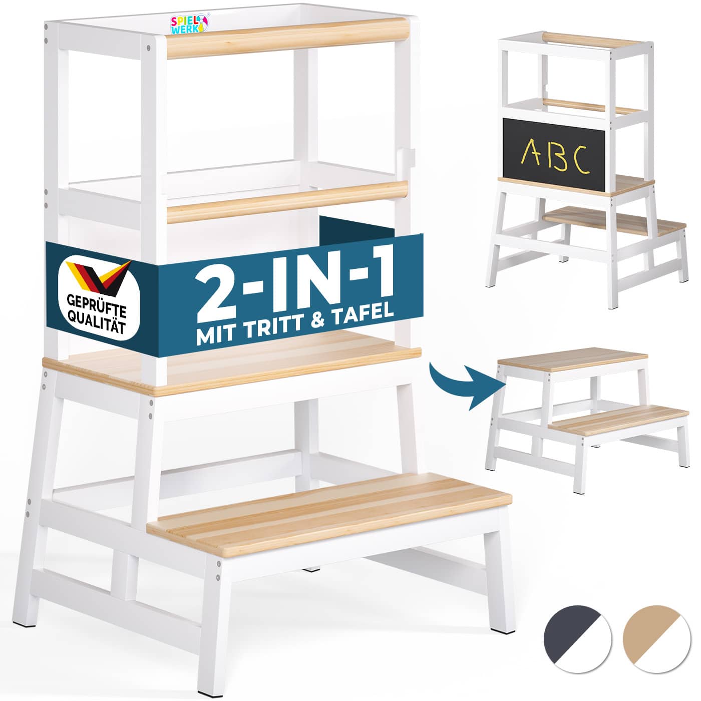 Læringstårn Til Børn, Hvid Naturfyr 93x56x49 Cm Black Friday Deuba Tilbud