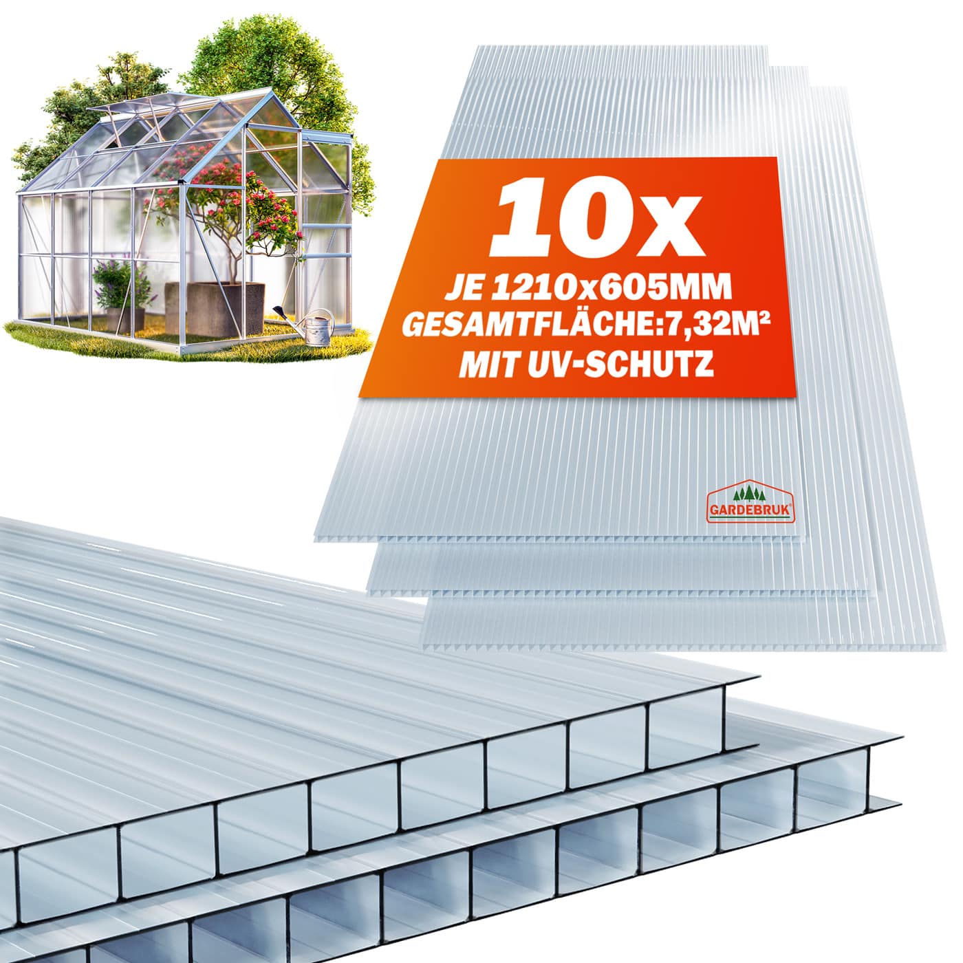 Hulkammer Multiplader Sæt Med 10, Transparent 6mm 7,32mâ² Black Friday Deuba Tilbud