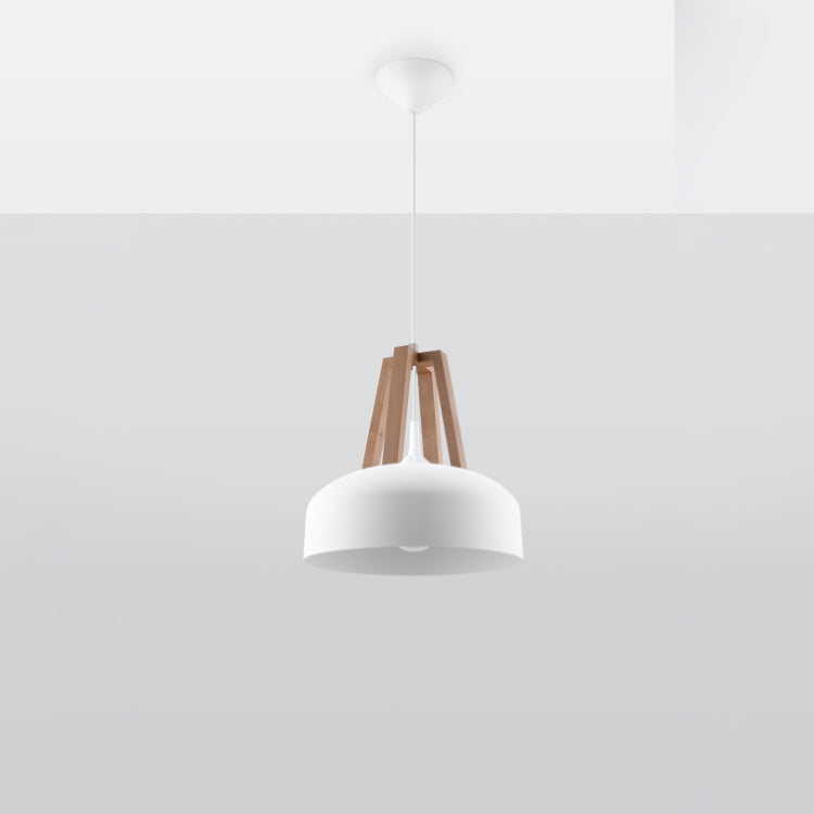 Vedhængslampe Casco Hvid Naturlig Træ Black Friday Sollux Lighting Tilbud