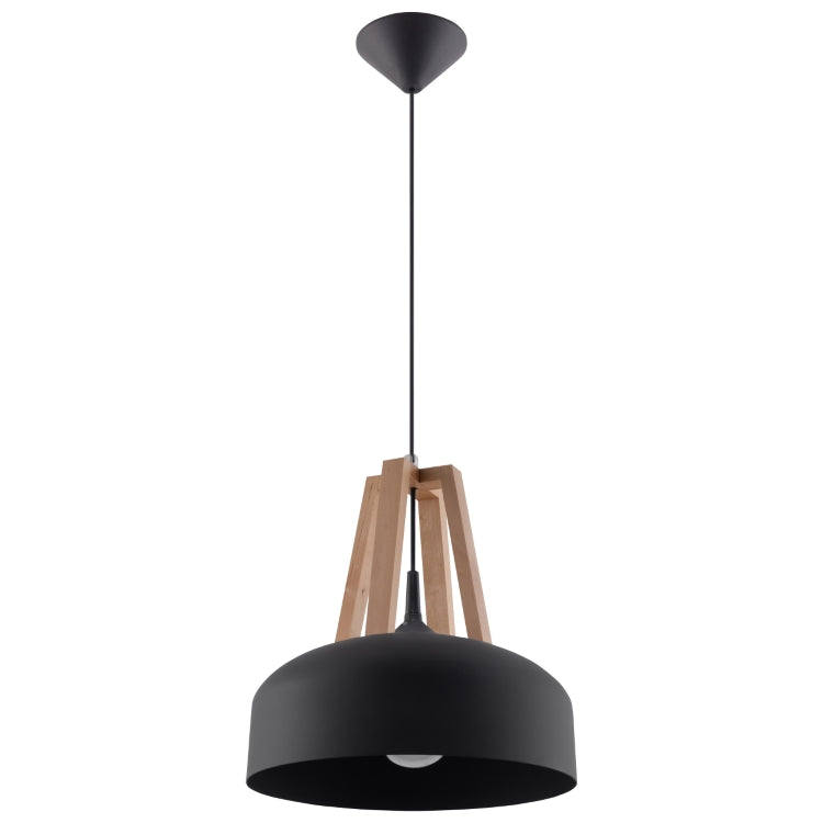 Vedhængslampe Casco Sort Naturlig Træ Black Friday Sollux Lighting Tilbud