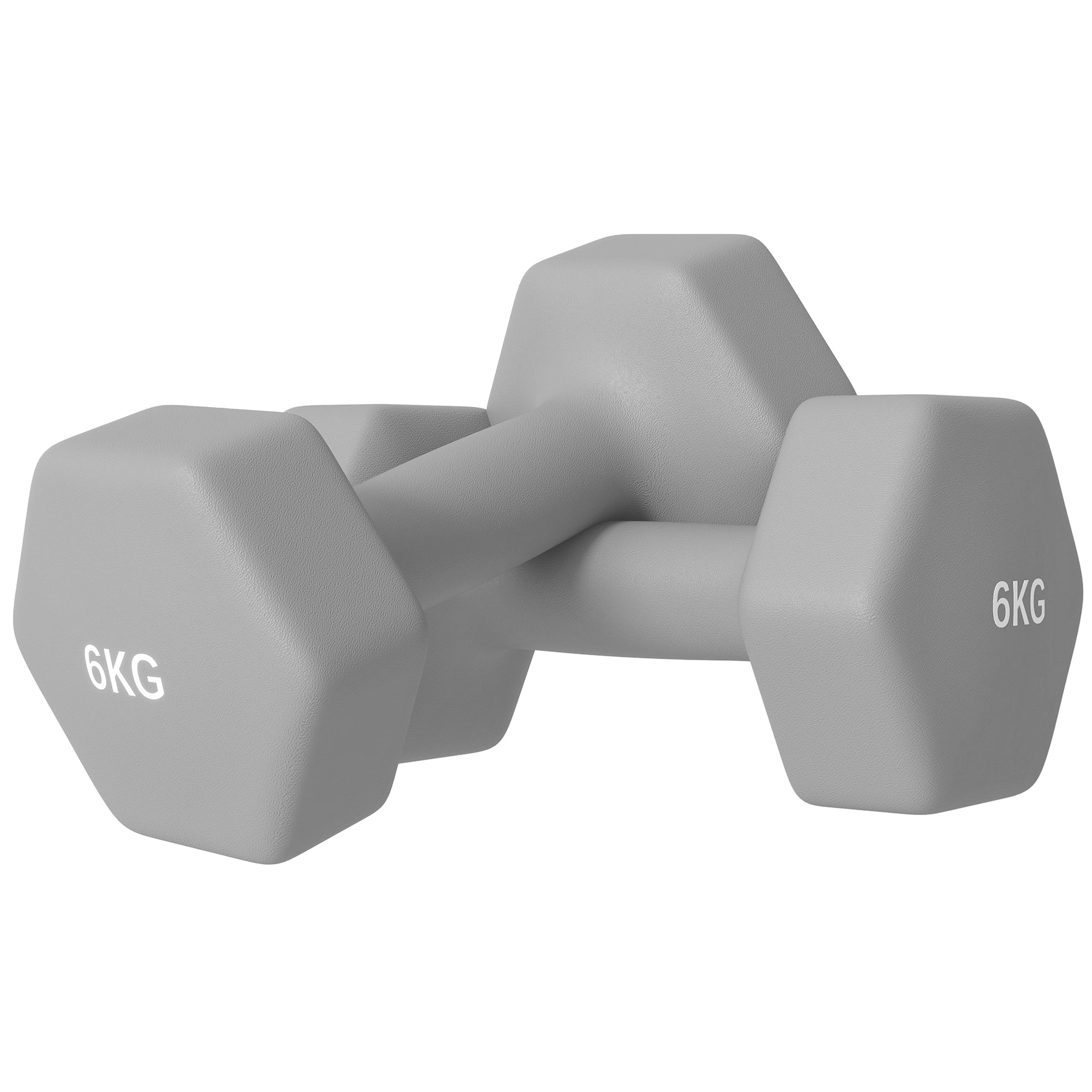 2 X 6 Kg Håndvægtsæt, Sekskantet Design, Gulvvenlig, Skridsikker, Grå Black Friday Aosom Tilbud
