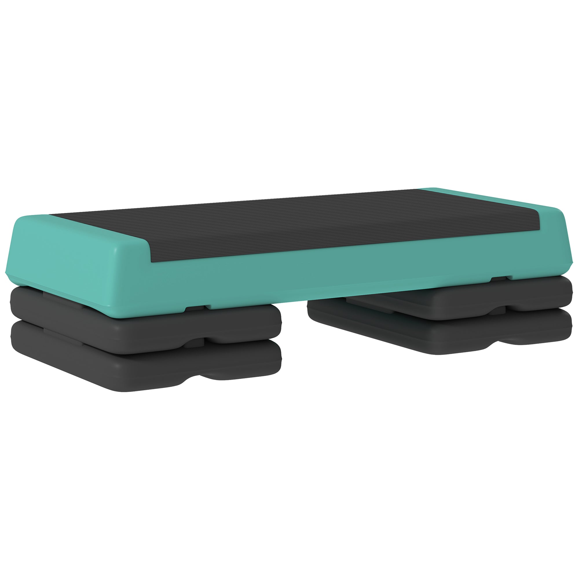 Højdejusterbart Stepbræt, Fitness Aerobic Stepper Med 3 Niveauer (10,5 15,5 20,5 Cm), Skridsikker Grøn Black Friday Aosom Tilbud