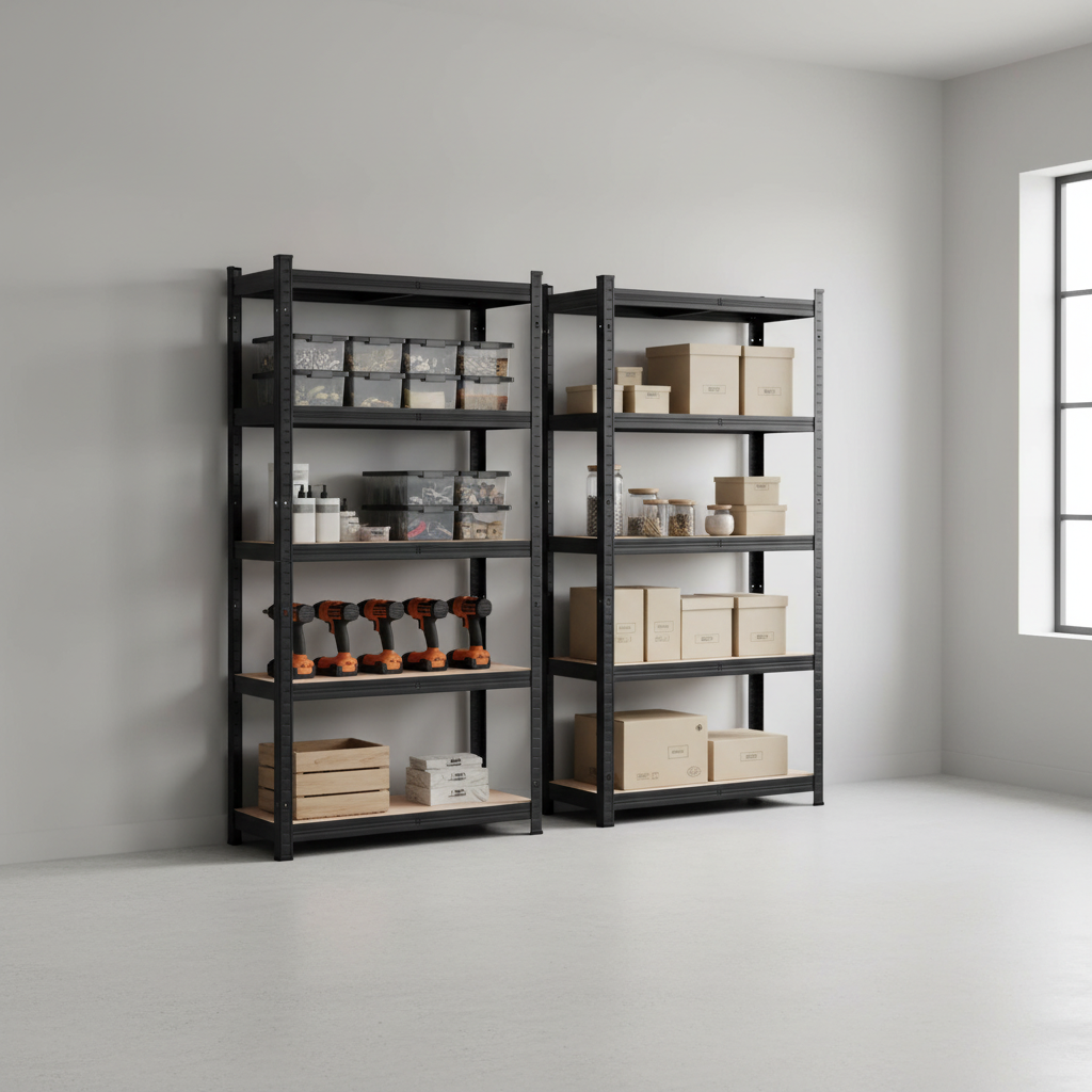 2 Kraftige Reoler, 875 Kg, 180x90x40 Cm, Sort Black Friday Deuba Tilbud