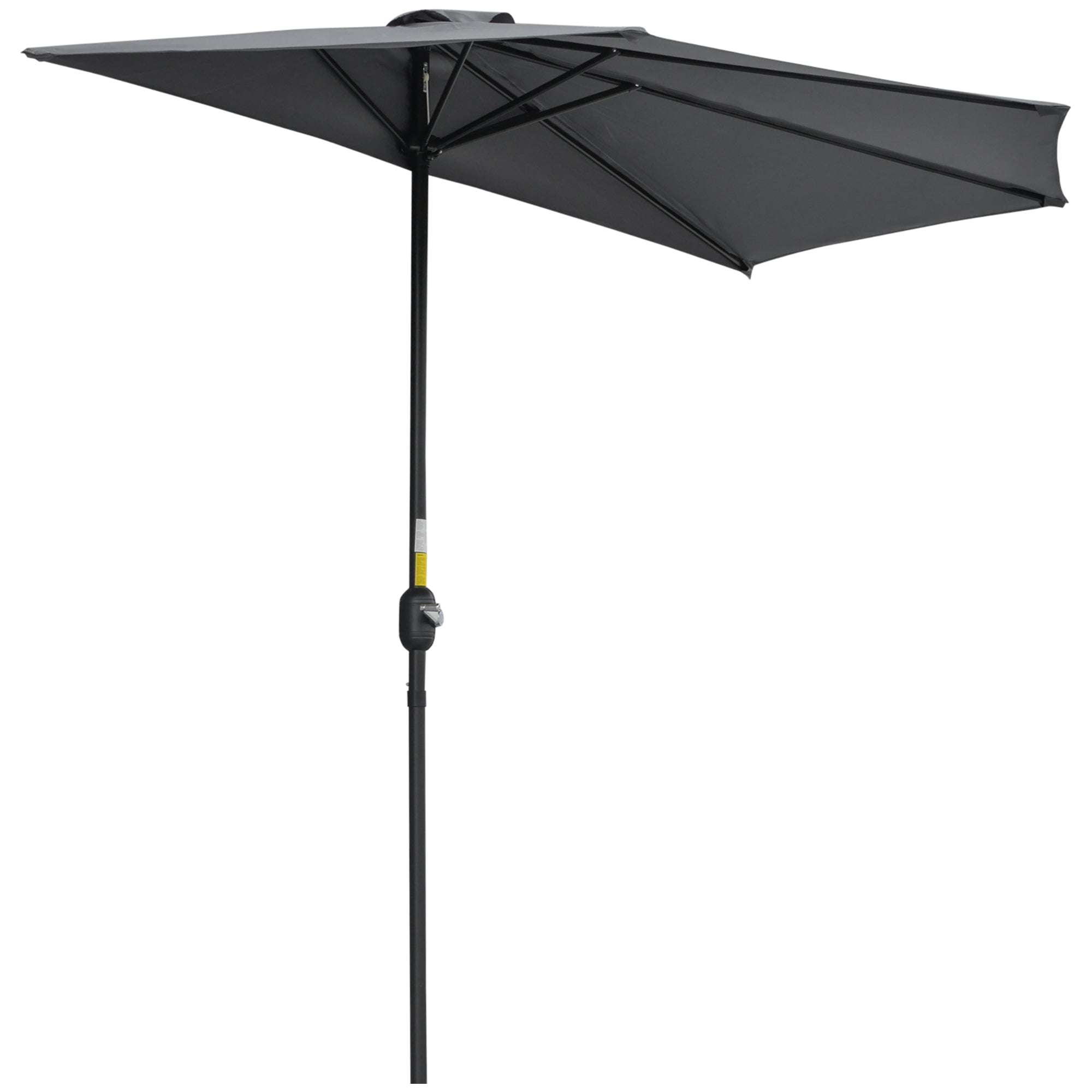 Parasol Med Håndsvingmekanisme, Haveparasol, Markedsparasol, Metal, Halvrund, Grå Og Sort Black Friday Aosom Tilbud