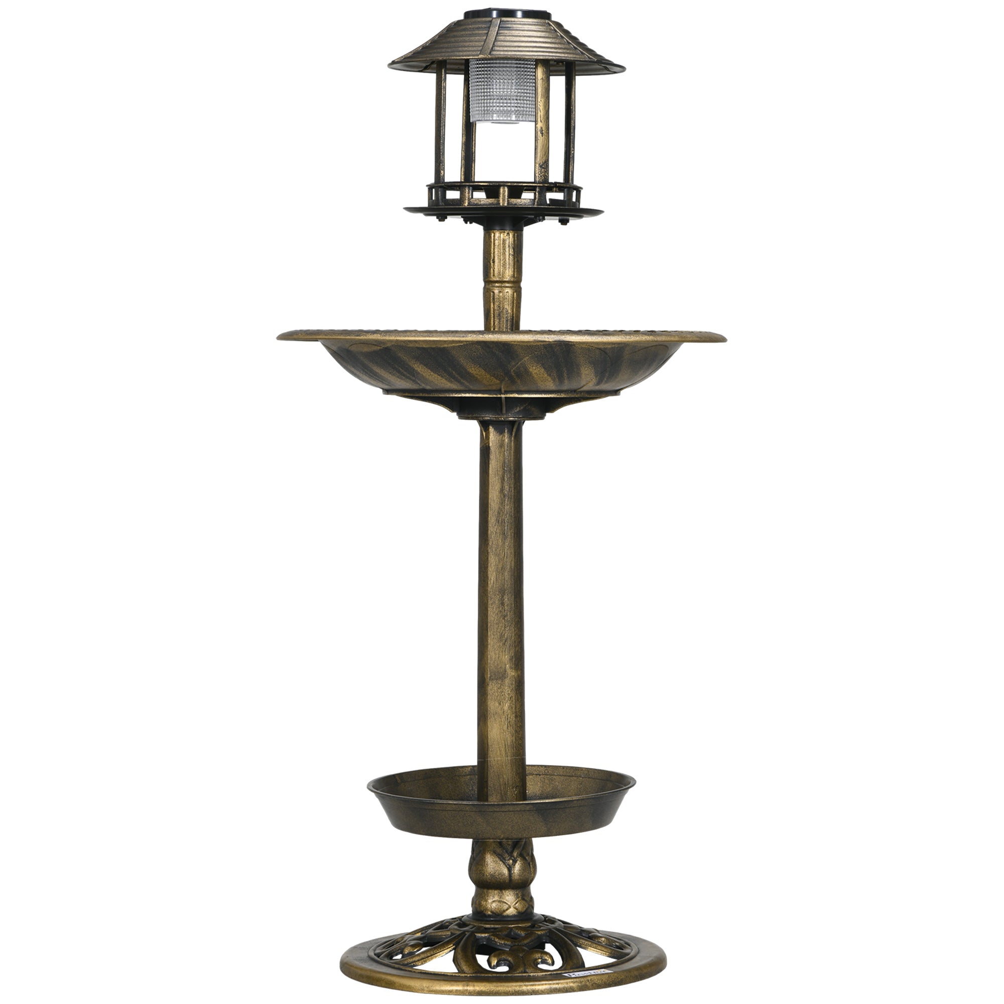 Fuglebad Fuglehus Foderbakke, Vejrbestandig, 2 Bakker, Vintage Design, 50 X 50 X 110 Cm, Bronzefarvet Black Friday Aosom Tilbud