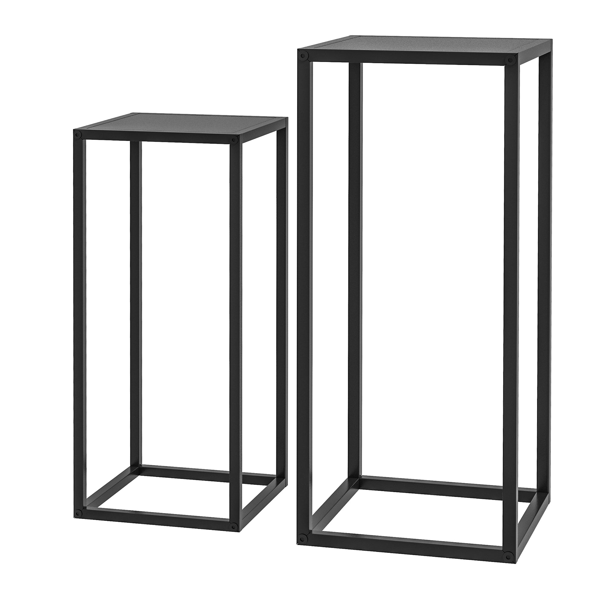 Blomsterstander, Sæt Med 2, Skandinavisk Design, Metalramme, 58,5 65 Cm Højde, Sort Black Friday Aosom Tilbud