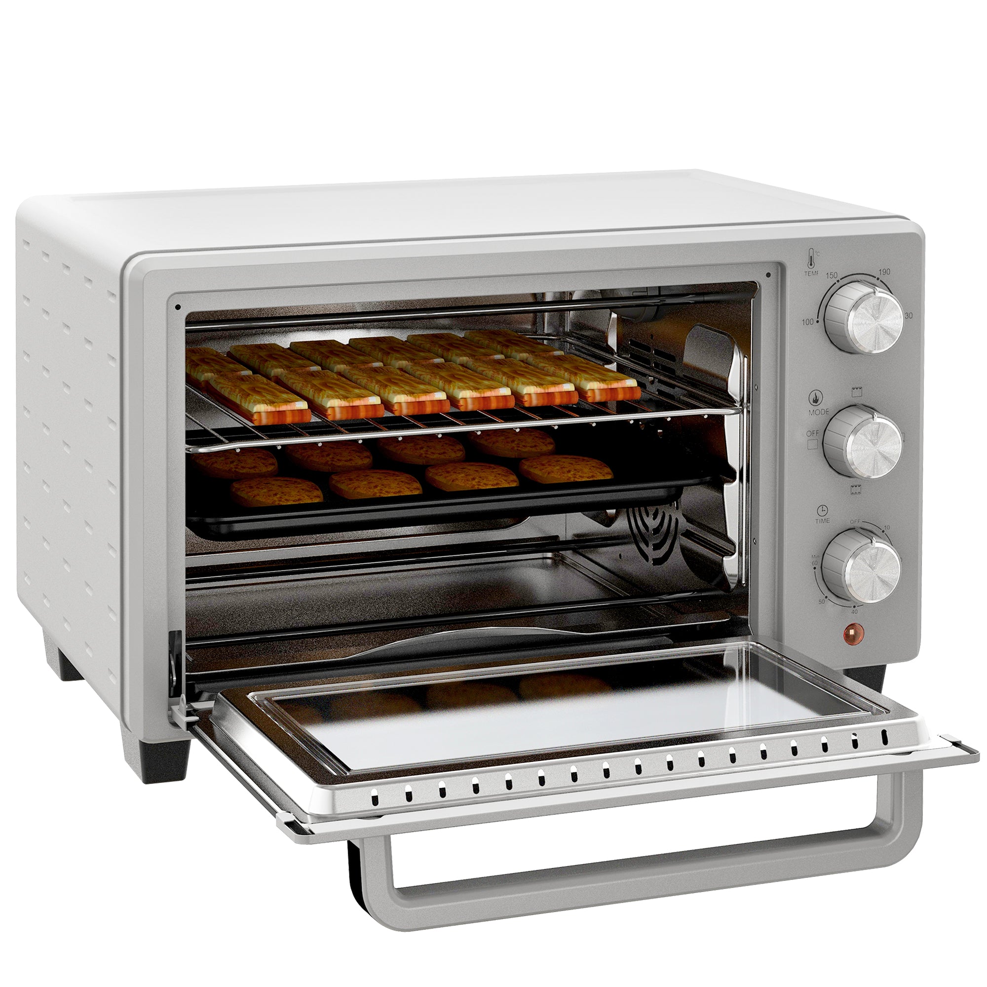 Miniovn, 21 L Brødristerovn Med 1 Rist Og 1 Bageplade, 3 Tilberedningstilstande, 100â°c 230â°c, Rustfrit Stål, Glas, Sølv Black Friday Aosom Tilbud
