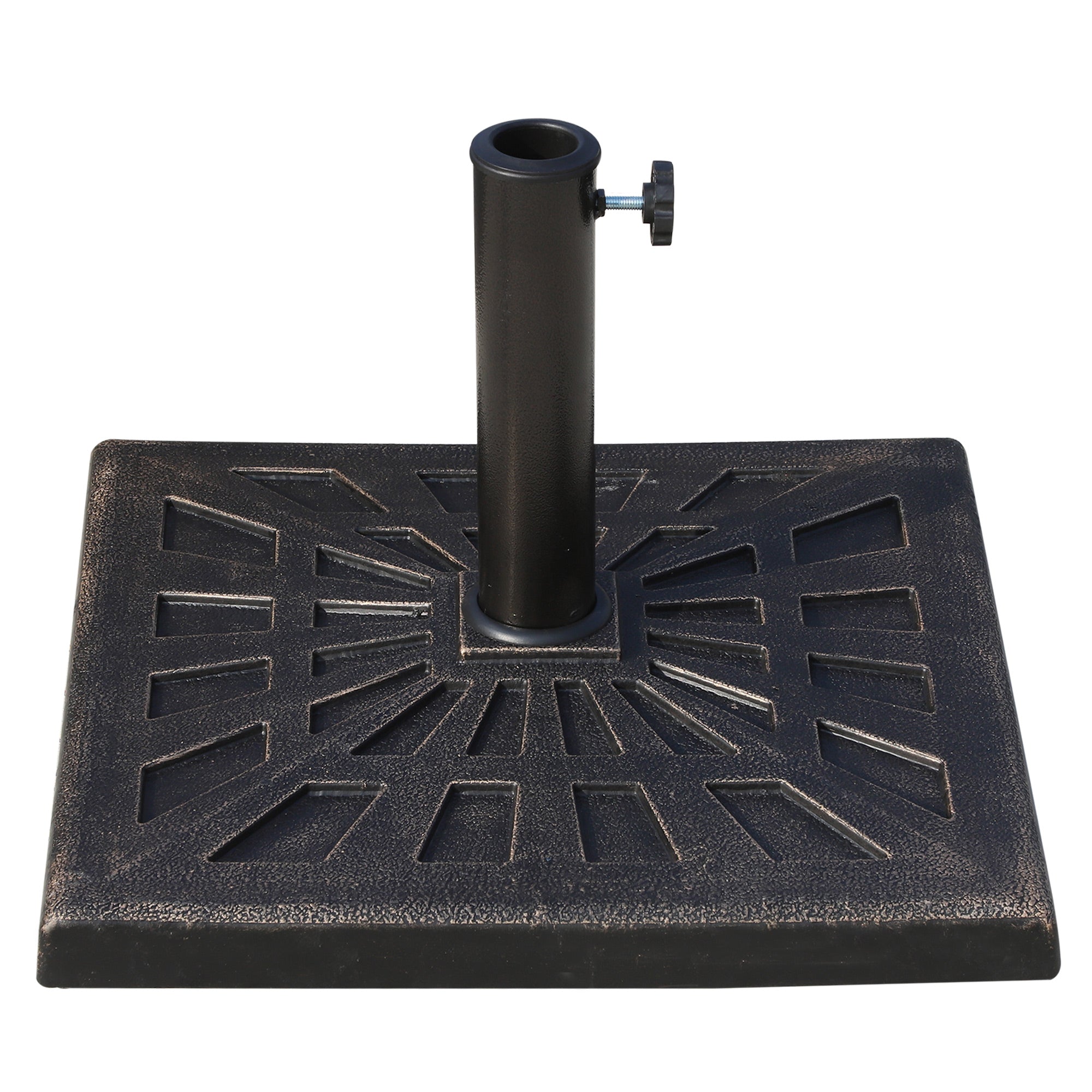 Parasolfod 15 Kg, Firkantet Parasolstativ, Parasolholder, Parasolvægt, Stativ Til Parasoller Med 38 Mm Rørdiameter, Til Altan, Terrasse, Have, Bronze Black Friday Aosom Tilbud
