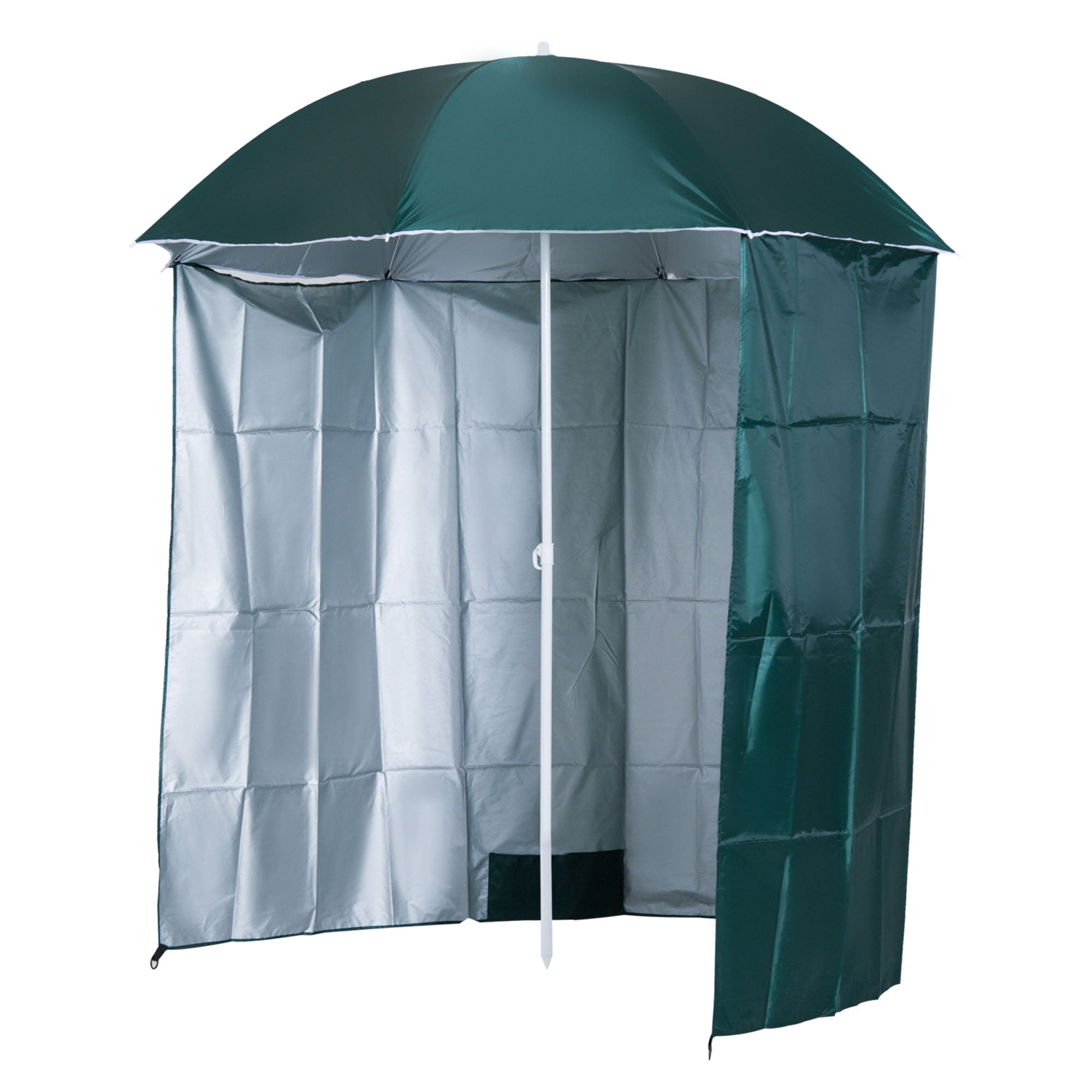 Strandparasol Med Sidepanel, Polyester, Mørkegrøn, 2,2 X H2,2m Black Friday Aosom Tilbud