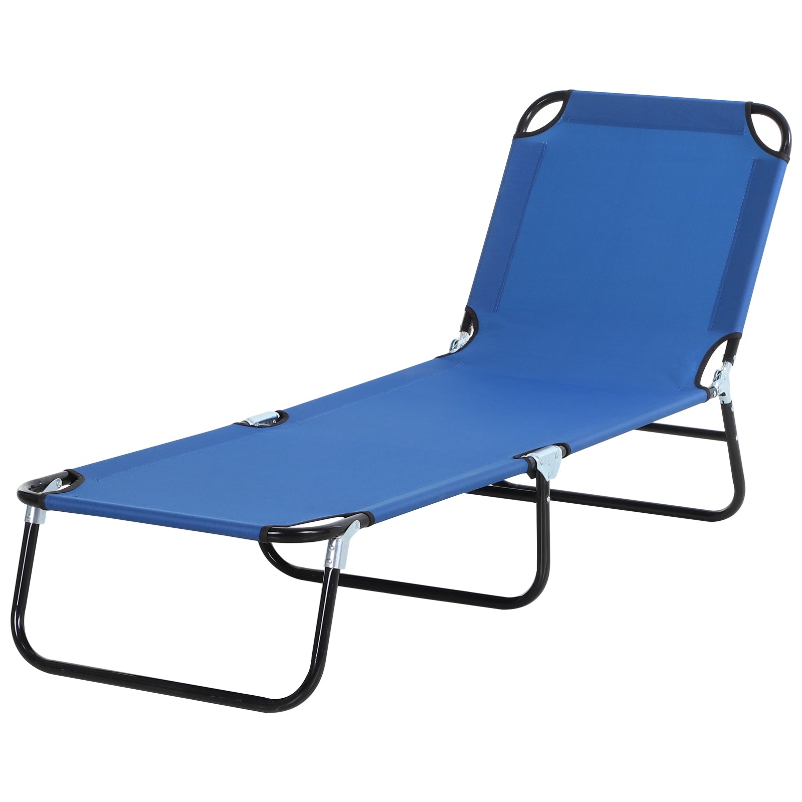 Solseng, Justerbar Ryglæn Med 5 Positioner, Hurtigtørrende, Metalstel, 190 X 56 X 28 Cm, Blå Black Friday Aosom Tilbud
