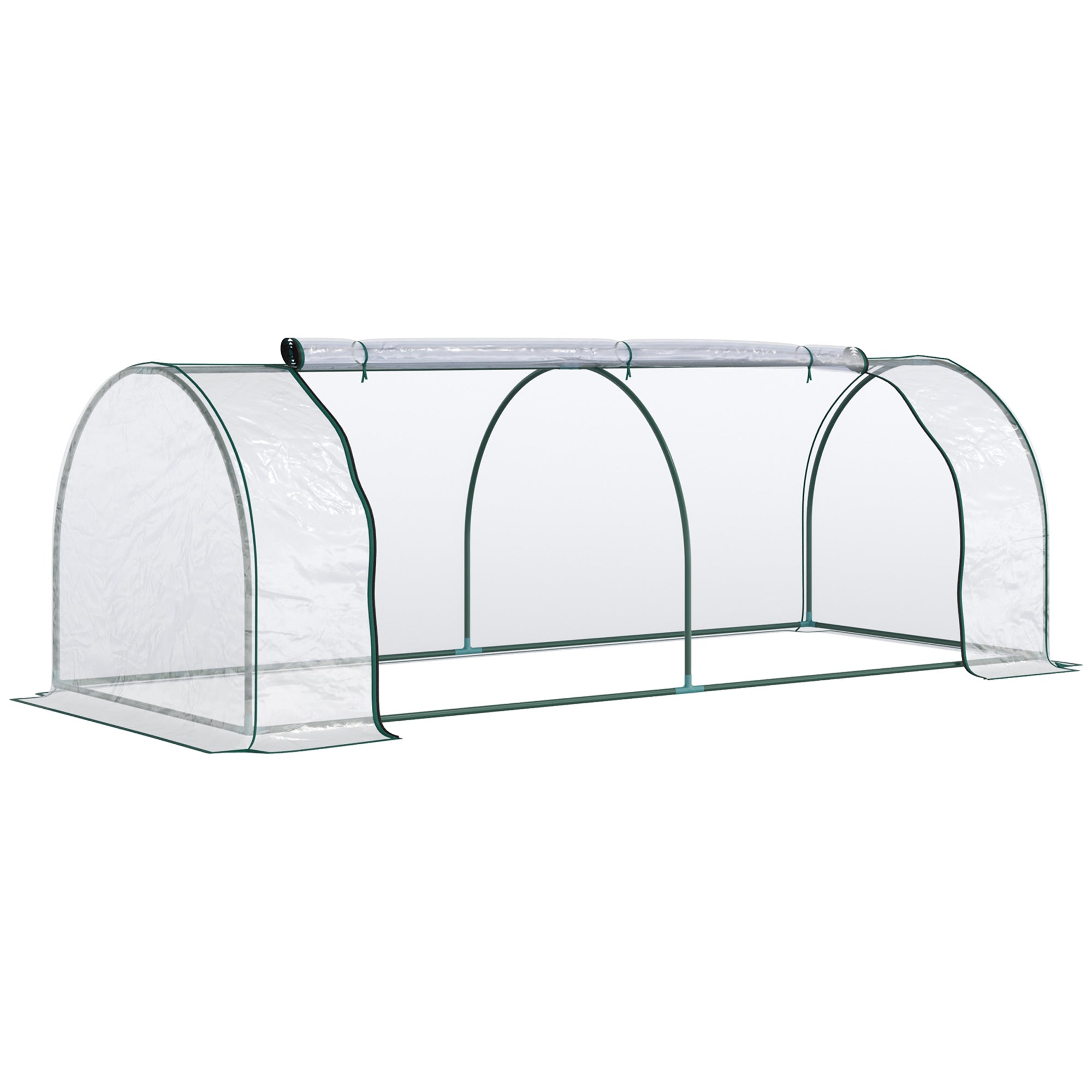 Drivhus, Væksthus Med Dør, Kold Ramme, Plantehus, Plantedyrkning, Stål, Plast, 250 X 100 X 80 Cm, Grøn Black Friday Aosom Tilbud