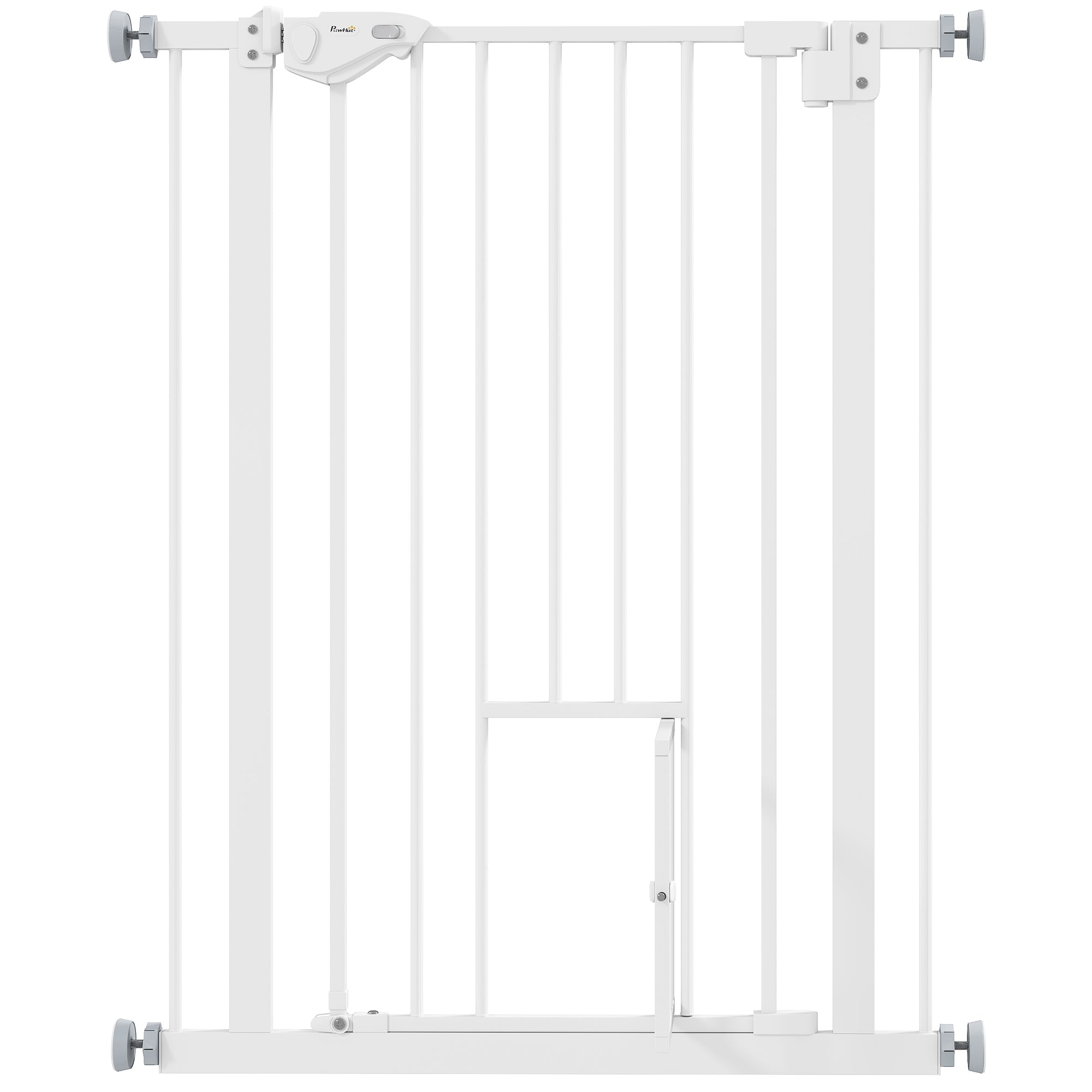 Dørgitter Med Kattelem, Montering Uden Boring, Variabel Bredde 74 80 Cm, åbning Med én Hånd, Metal, Hvid Black Friday Aosom Tilbud