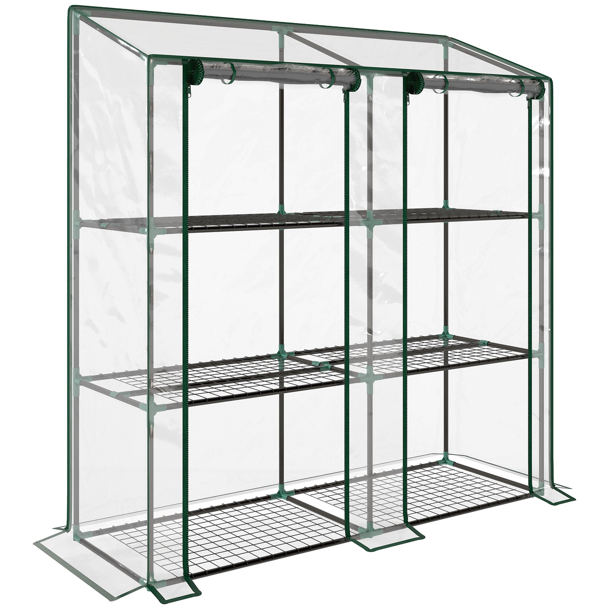 Minidrivhus, 3 Etager, 6 Trådhylder, 2 åbninger, Plastikpresenning, Transparent Black Friday Aosom Tilbud