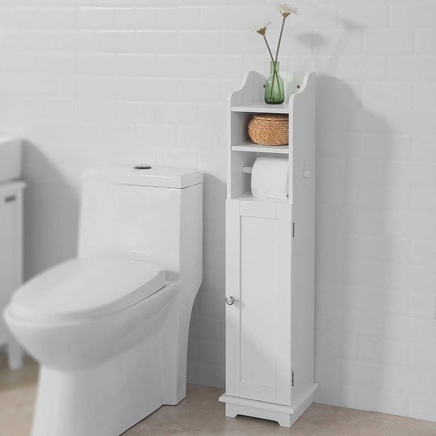 Fritstående Toiletrulleholder med Skab – Black Friday Tilbud