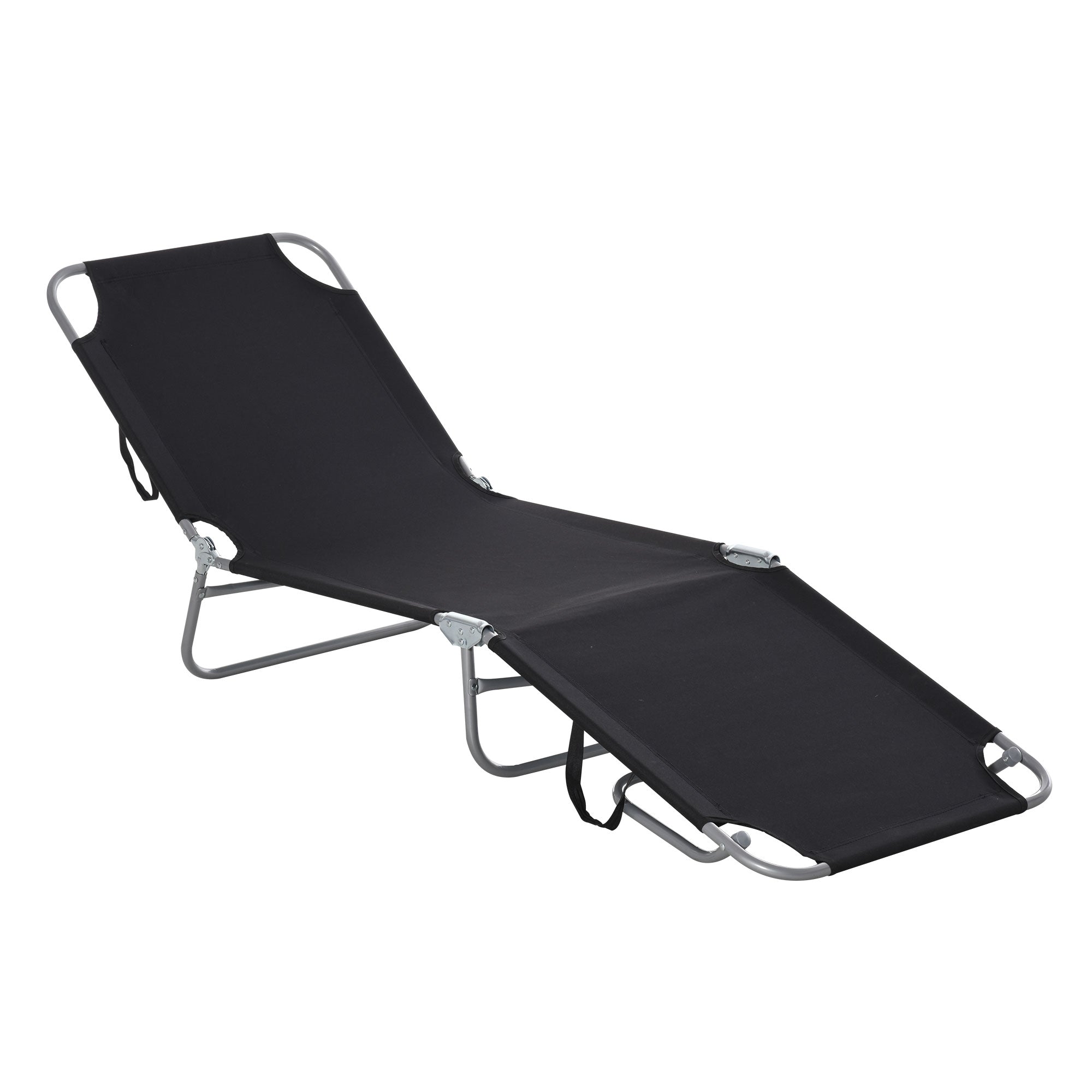 Solseng, Foldbar, Justerbar Ryglæn, Rustfri Metalramme, 187 X 55 X 24 Cm, Sort Black Friday Aosom Tilbud