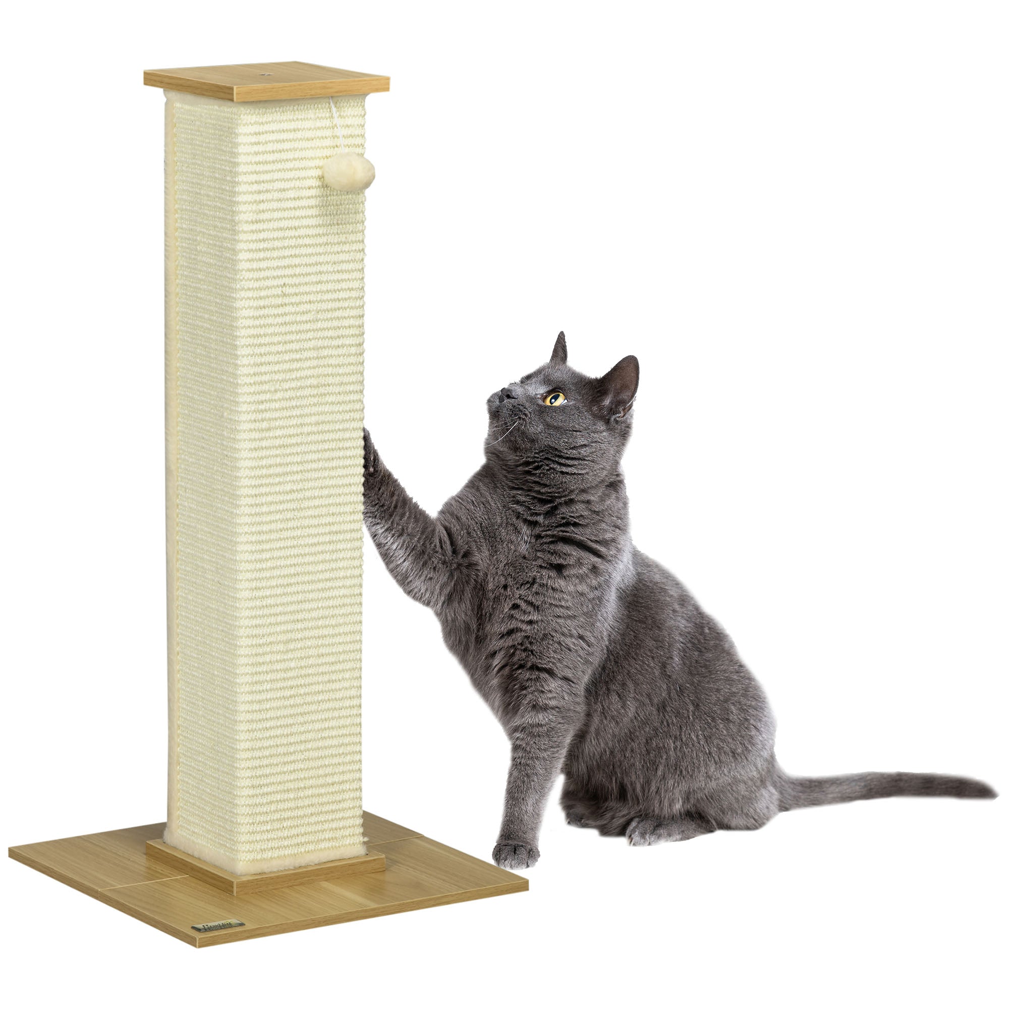 Kradsetræ Med Legetøj, 38 Cm X 38 Cm X 80 Cm, Beige + Natur Black Friday Aosom Tilbud