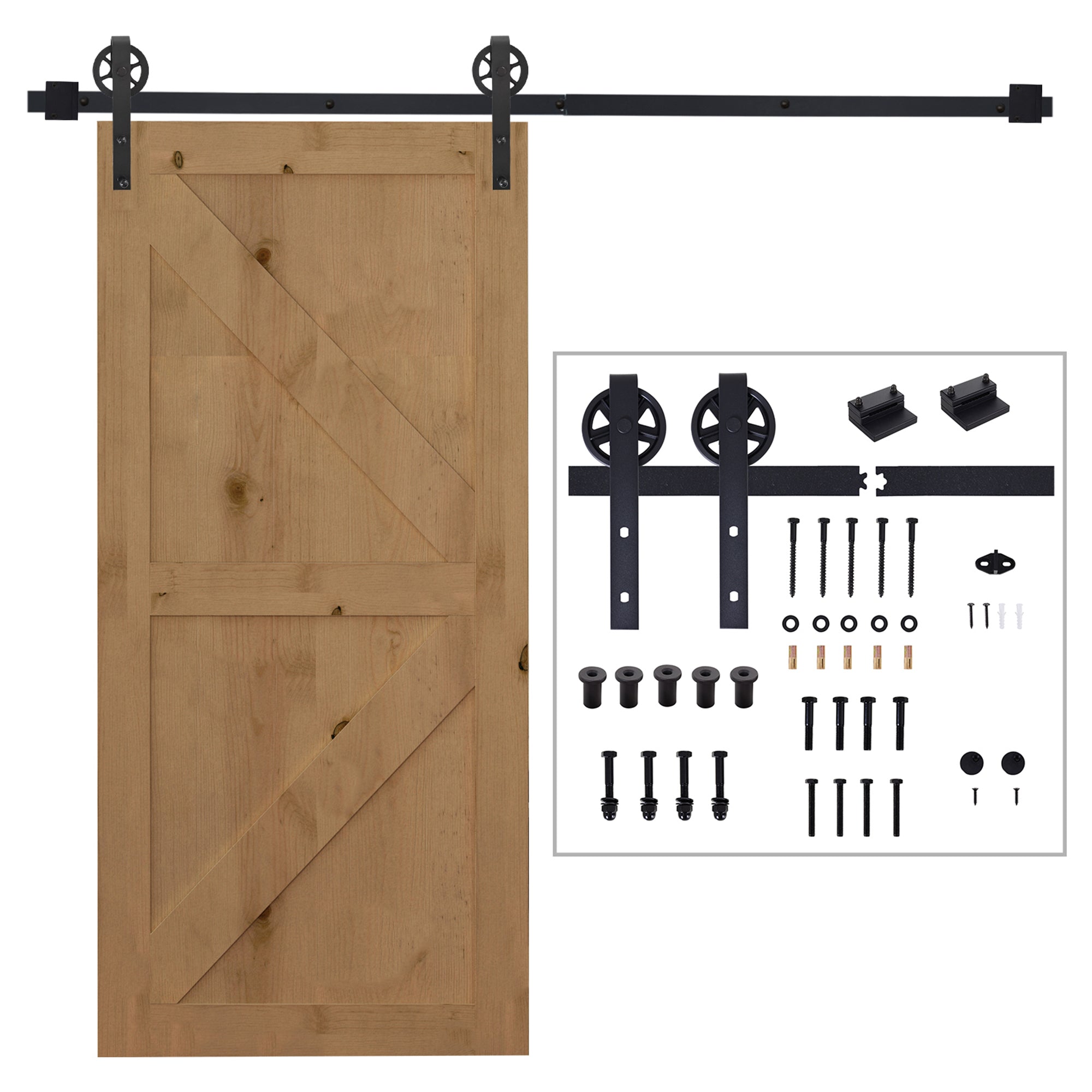 Skydedørsskinnesæt, Rustikt Design, Kulstofstål, 200x4x0,6 Cm, Op Til 90 Kg, Sort Black Friday Aosom Tilbud