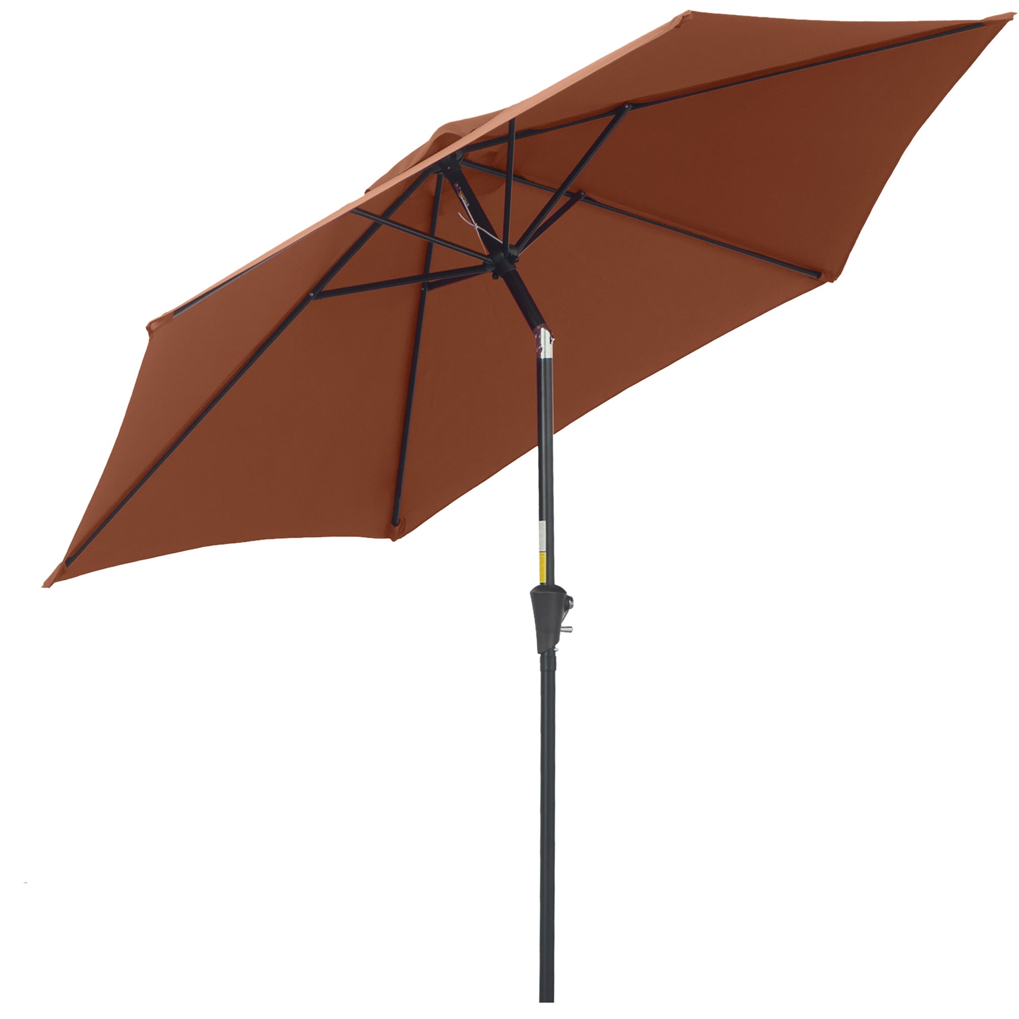 Sammenklappelig Parasol, Haveparasol, Markedsparasol Med Håndsving, Aluminium, 180 Cm, Polyester, Stål, Kaffefarvet, ø2,6 X 2,35 M Black Friday Aosom Tilbud