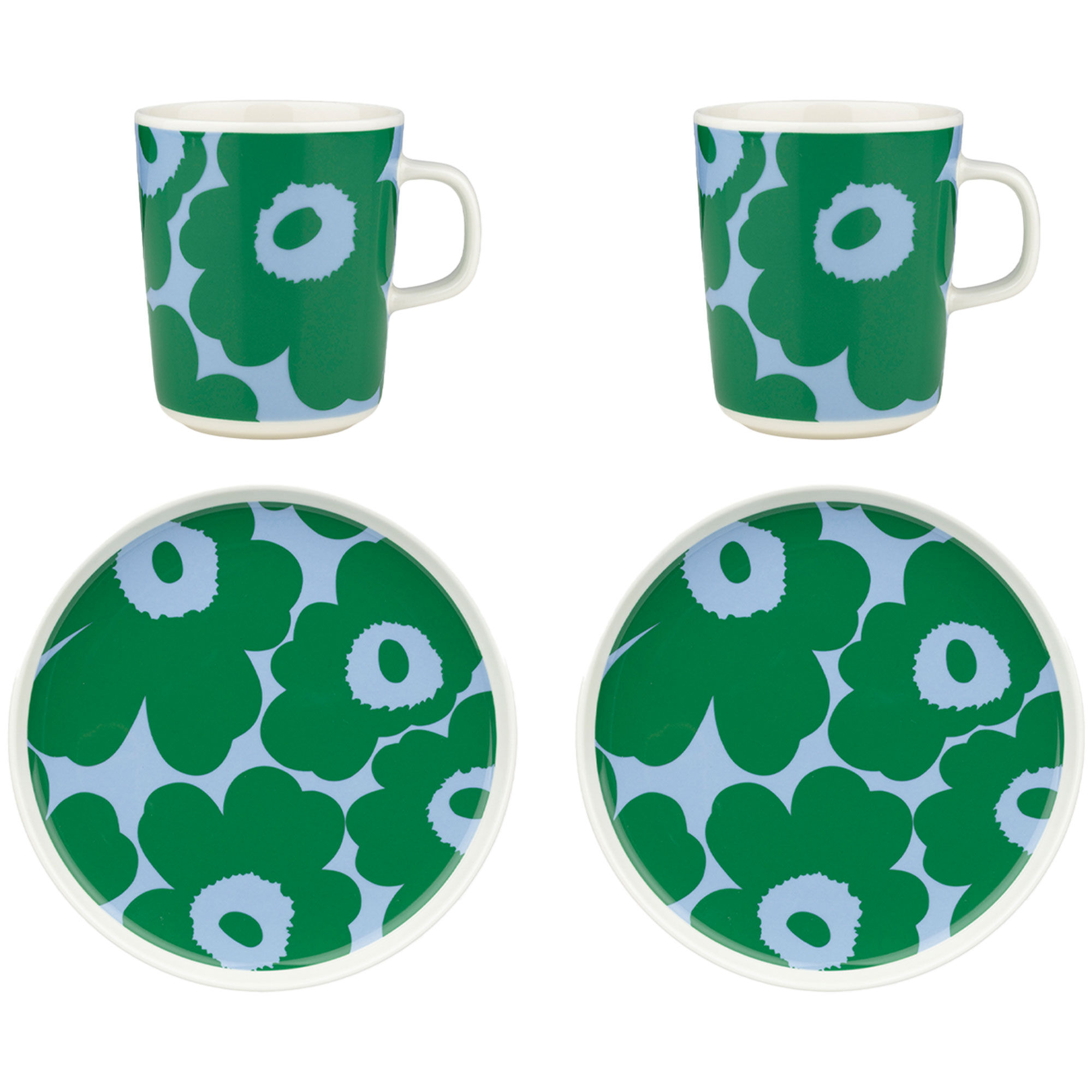 Unikko Morgenmadssæt 4 Dele, Hvid Grøn Lyseblå Black Friday Marimekko Tilbud
