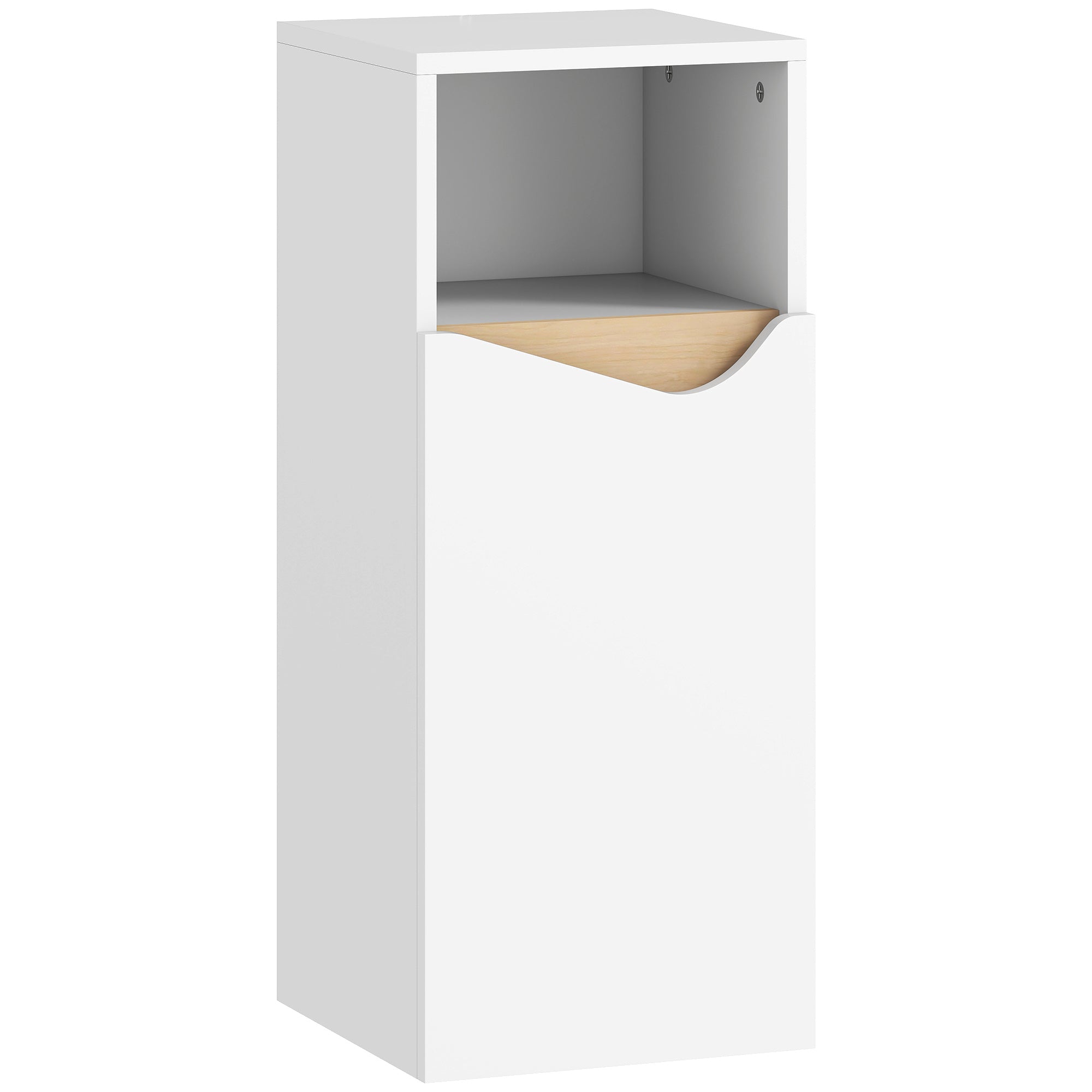 Smalt Badeværelsesskab Med Justerbare Hylder Og åbent Rum, 30 X 30 X 71,5 Cm, Hvid Black Friday Aosom Tilbud