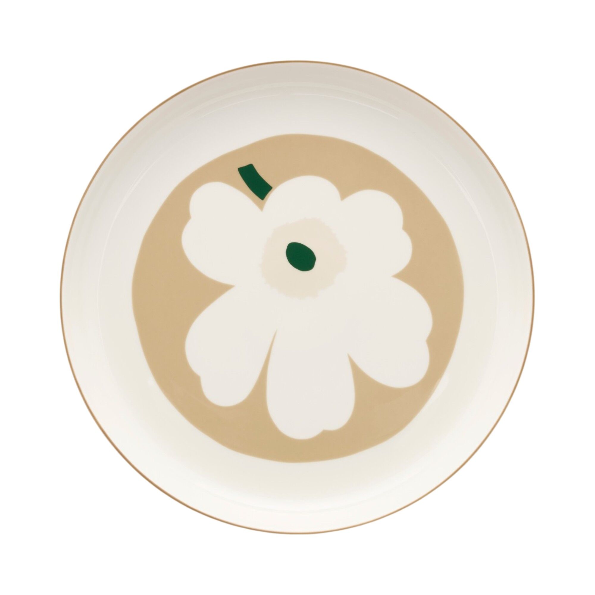 Unikko Oiva Serveringstallerken 32 Cm, Hvid Beige Sand Mørkegrøn Black Friday Marimekko Tilbud