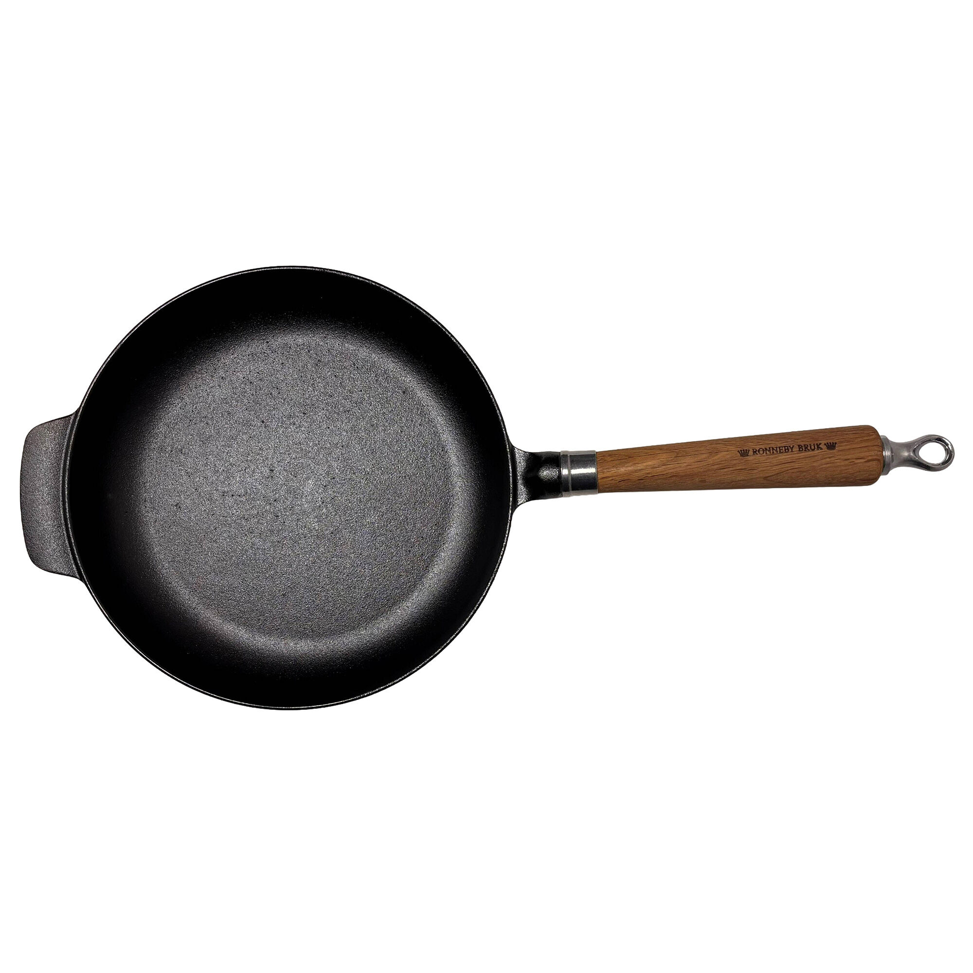 Exclusive Line Støbejernsstegepande, Afrundet Kant 24 Cm     Med Håndtag I Egetræ Black Friday Ronneby Bruk Tilbud