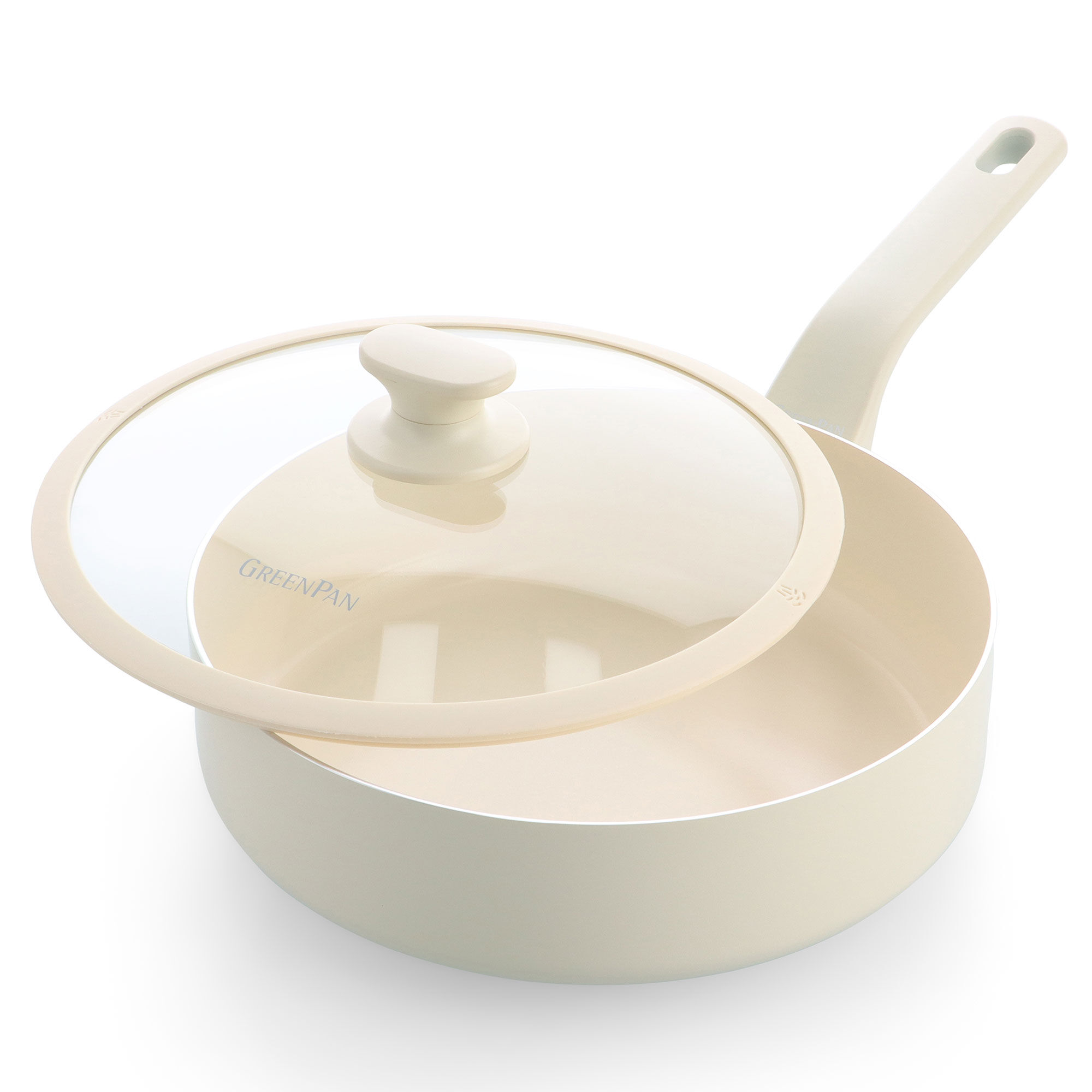 Essence Pro Traktørpande Med Låg 28 Cm, Cream Black Friday Greenpan Tilbud